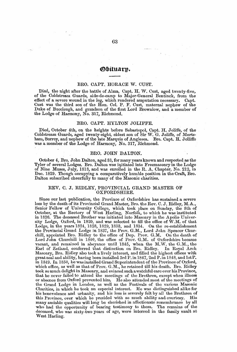 The Freemasons' Monthly Magazine: 1855-01-01 - Bro. Lord Dudley Coutts Stuabt.