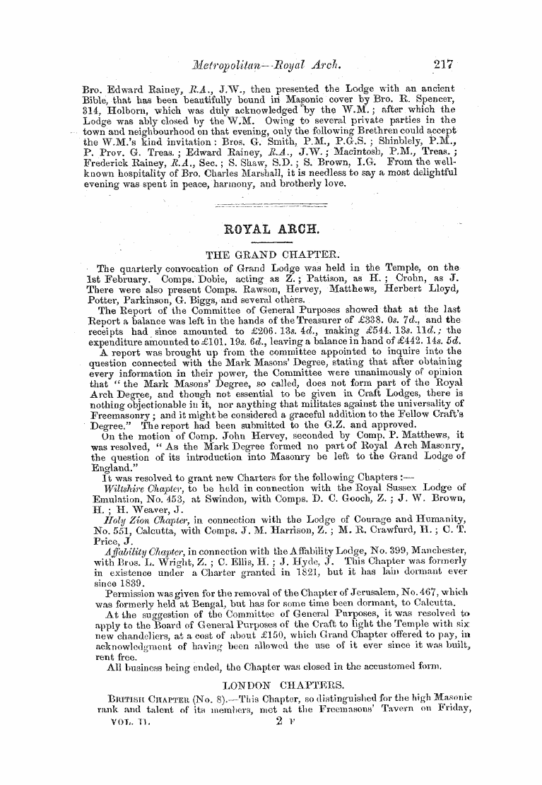 The Freemasons' Monthly Magazine: 1856-03-01 - Untitled Article