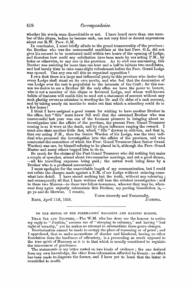 The Freemasons' Monthly Magazine: 1856-06-01 - Untitled Article