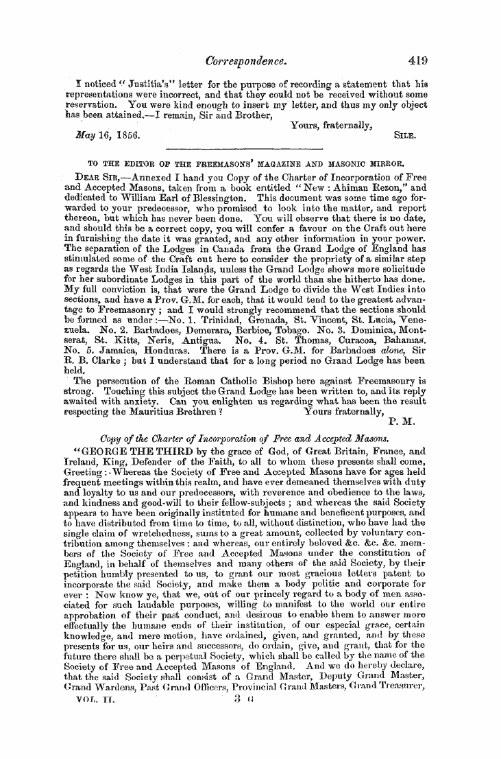 The Freemasons' Monthly Magazine: 1856-06-01 - Untitled Article