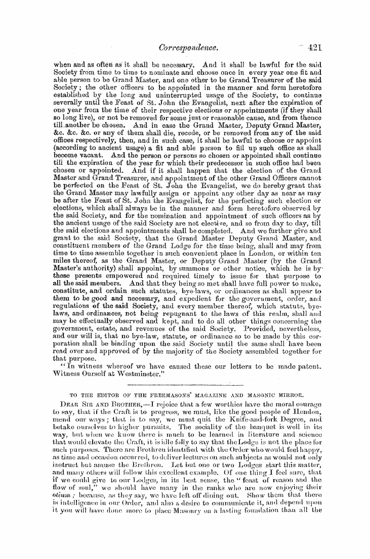 The Freemasons' Monthly Magazine: 1856-06-01 - Untitled Article