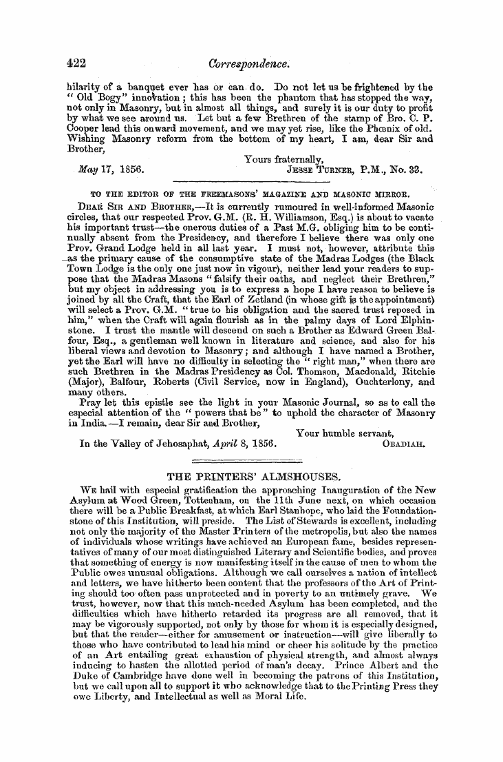 The Freemasons' Monthly Magazine: 1856-06-01 - Untitled Article