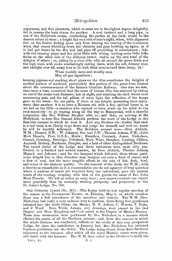 The Freemasons' Monthly Magazine: 1856-06-01 - Metropolitan.