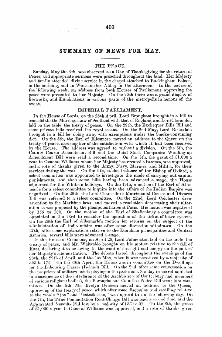 The Freemasons' Monthly Magazine: 1856-06-01 - Summary Of News For May.