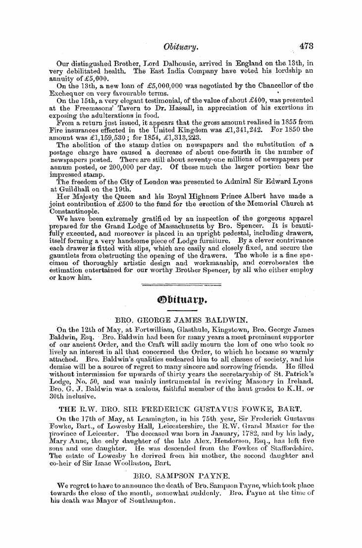 The Freemasons' Monthly Magazine: 1856-06-01 - Untitled Article