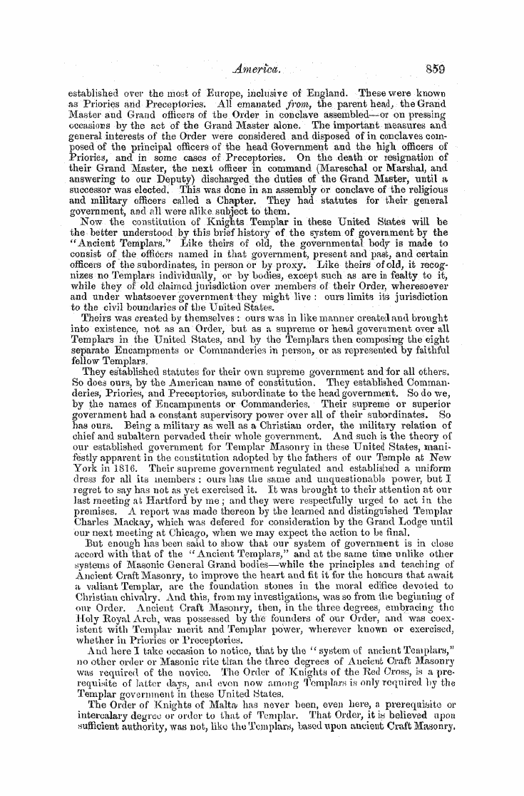 The Freemasons' Monthly Magazine: 1858-05-01 - America