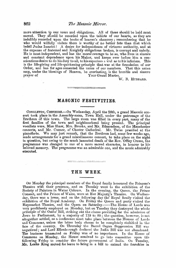 The Freemasons' Monthly Magazine: 1858-05-01 - America