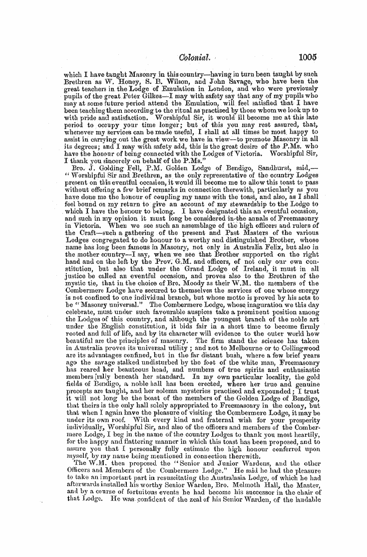 The Freemasons' Monthly Magazine: 1858-05-01 - Colonial.