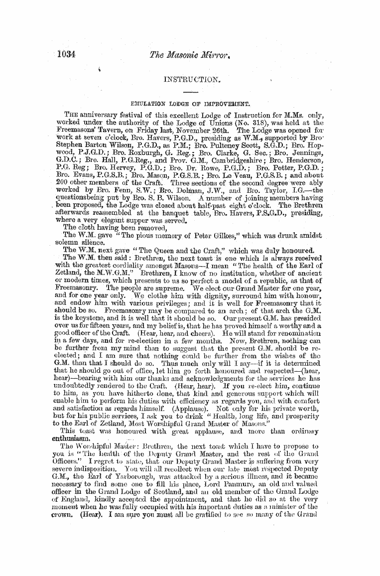 The Freemasons' Monthly Magazine: 1858-12-01 - Instruction.