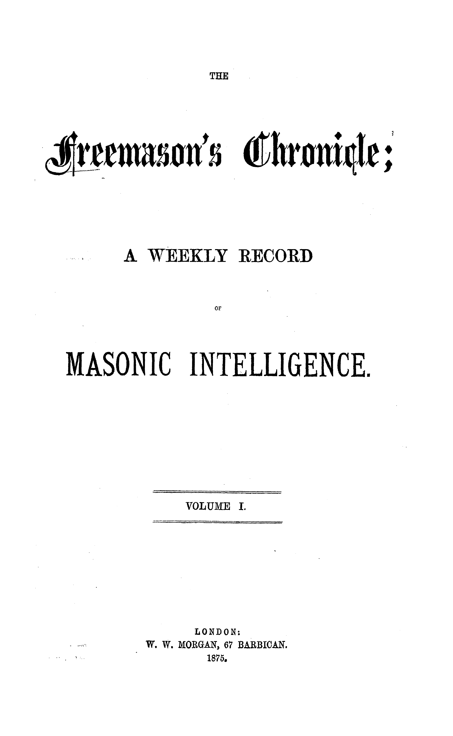 The Freemason's Chronicle: 1875-01-02 - Ar00100