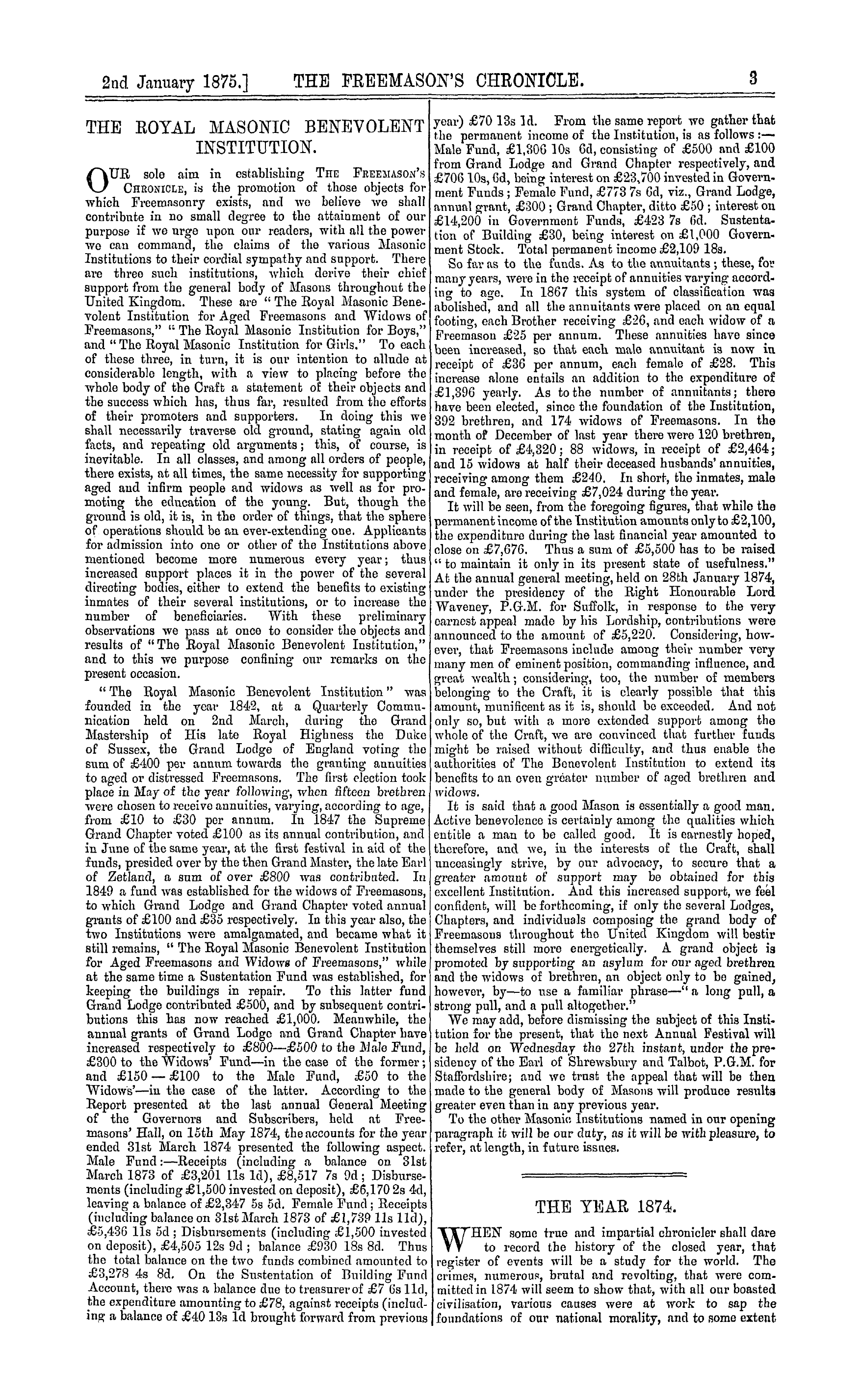 The Freemason's Chronicle: 1875-01-02: 7