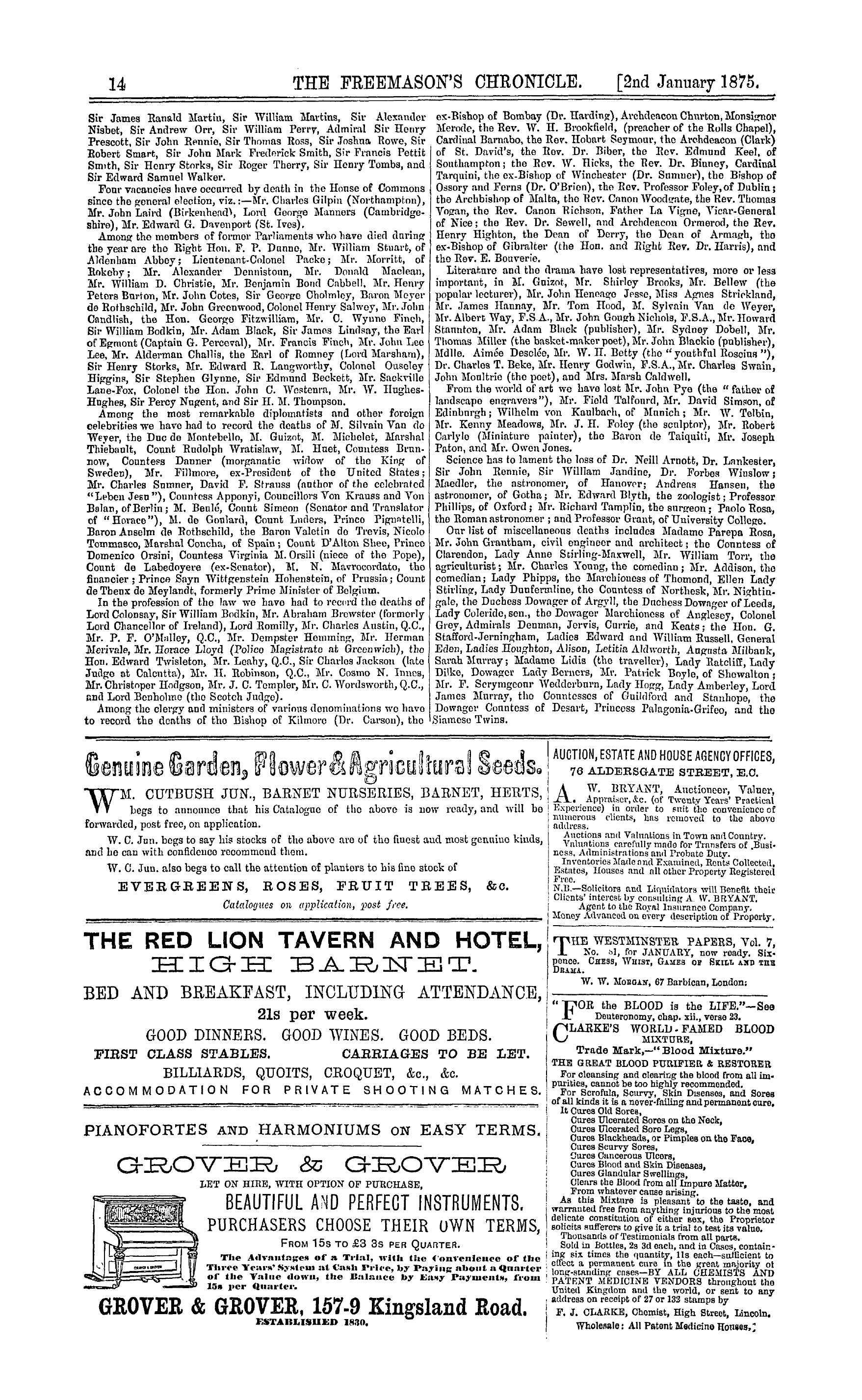 The Freemason's Chronicle: 1875-01-02 - Ad01803