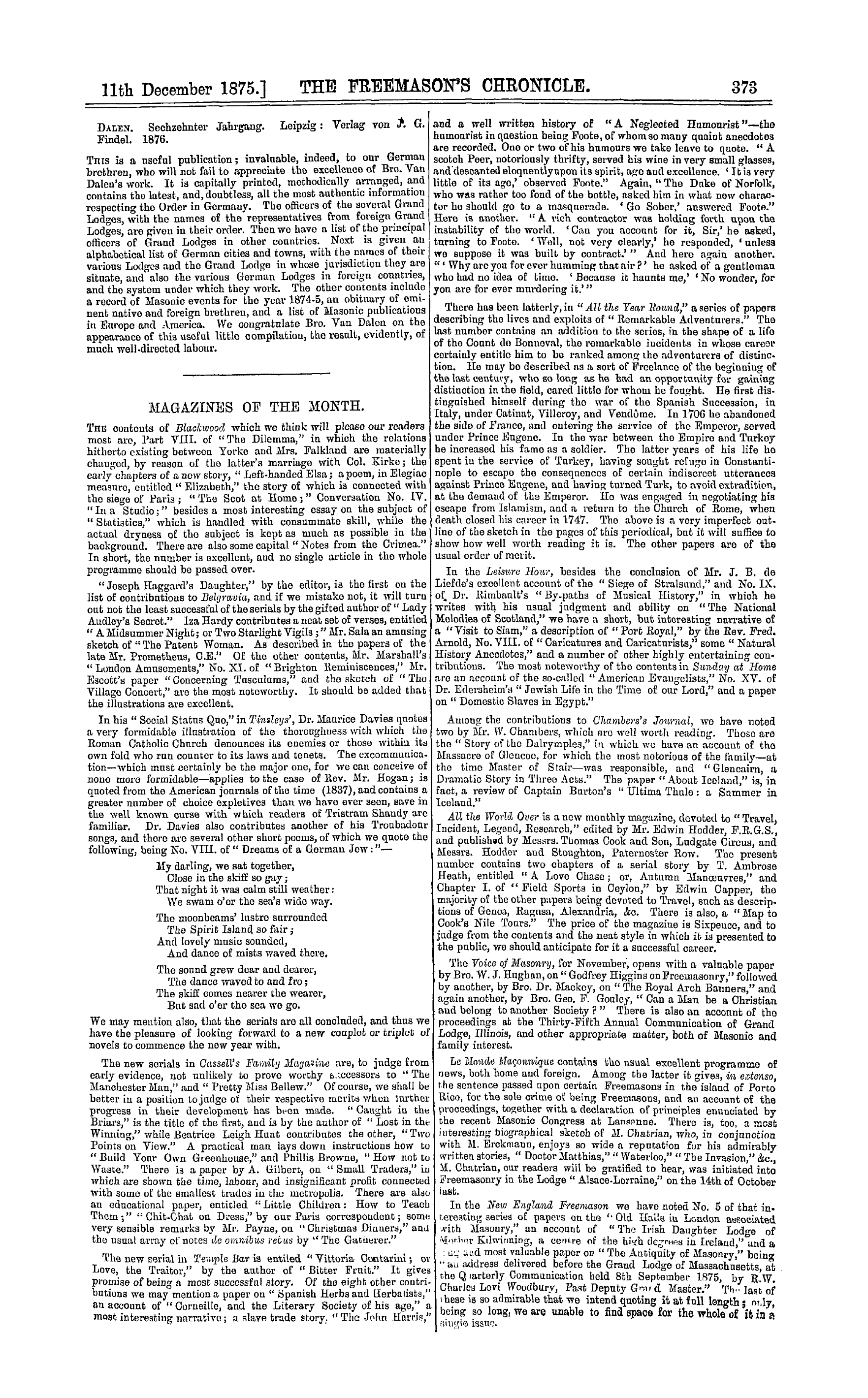 The Freemason's Chronicle: 1875-12-11: 5