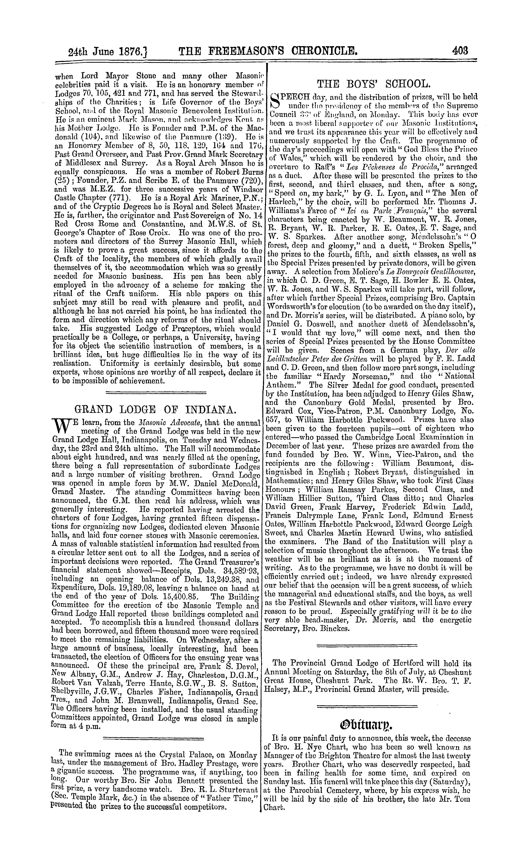The Freemason's Chronicle: 1876-06-24: 3