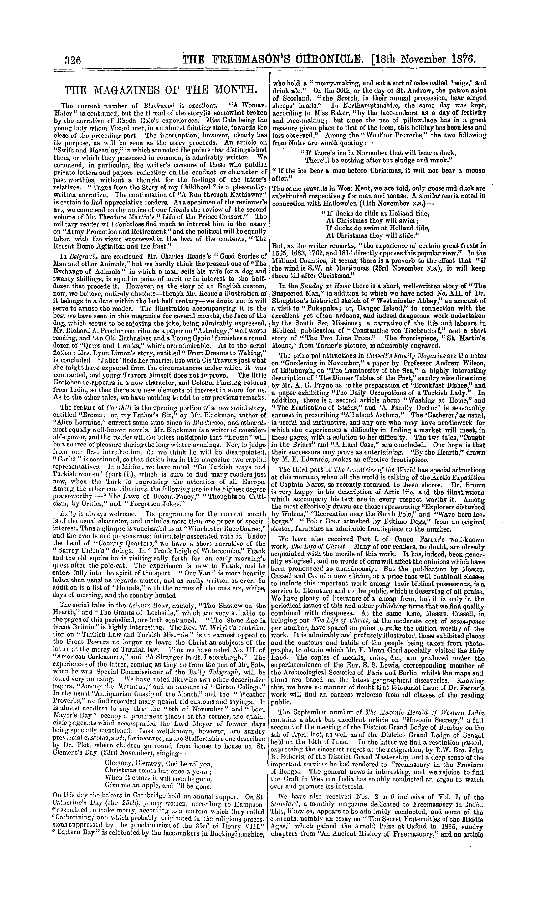 The Freemason's Chronicle: 1876-11-18: 6