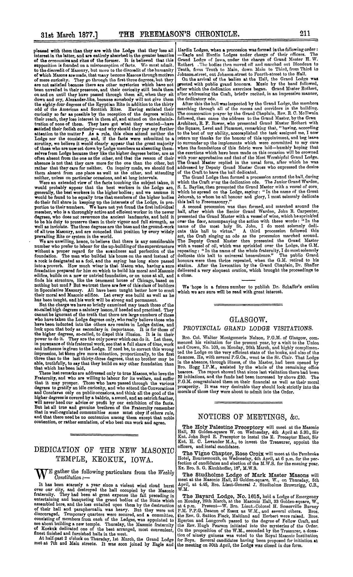 The Freemason's Chronicle: 1877-03-31 - Masons Of Many Degrees