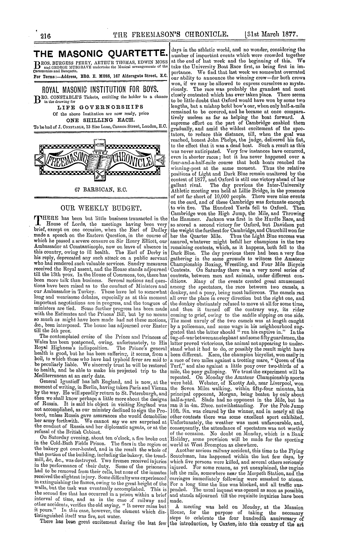 The Freemason's Chronicle: 1877-03-31: 8