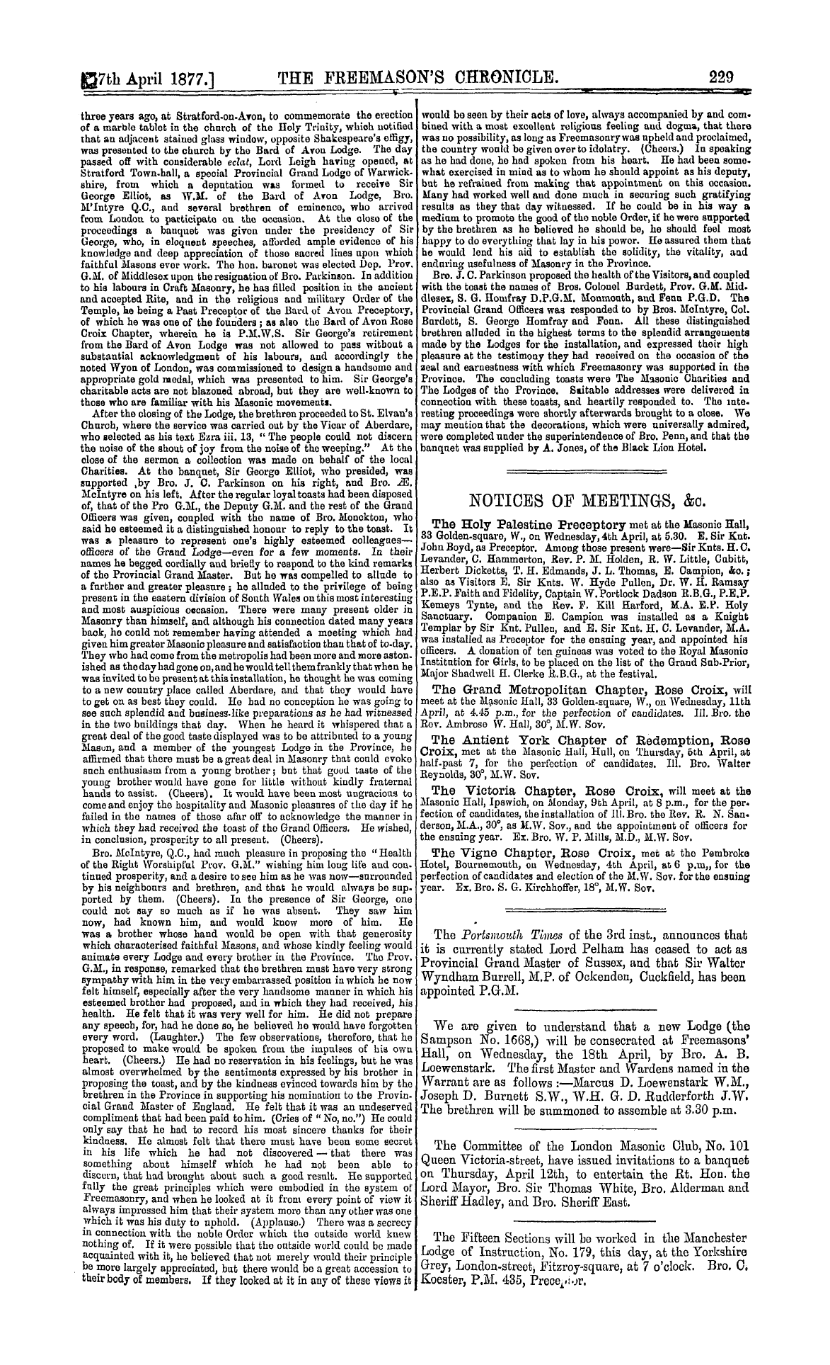 The Freemason's Chronicle: 1877-04-07 - Provincial Grand Lodge Of South Wales (Eastern Division.)