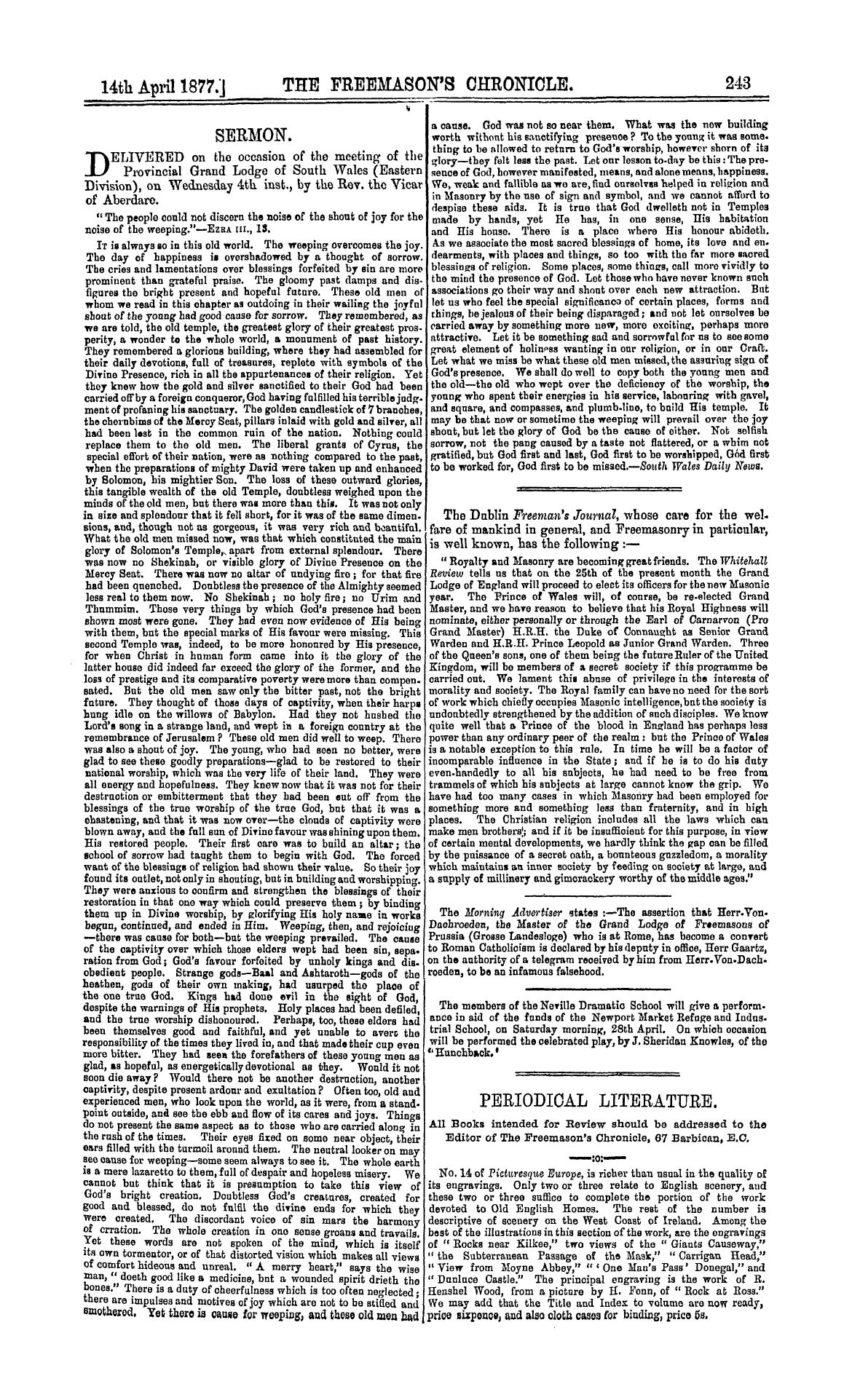 The Freemason's Chronicle: 1877-04-14: 3