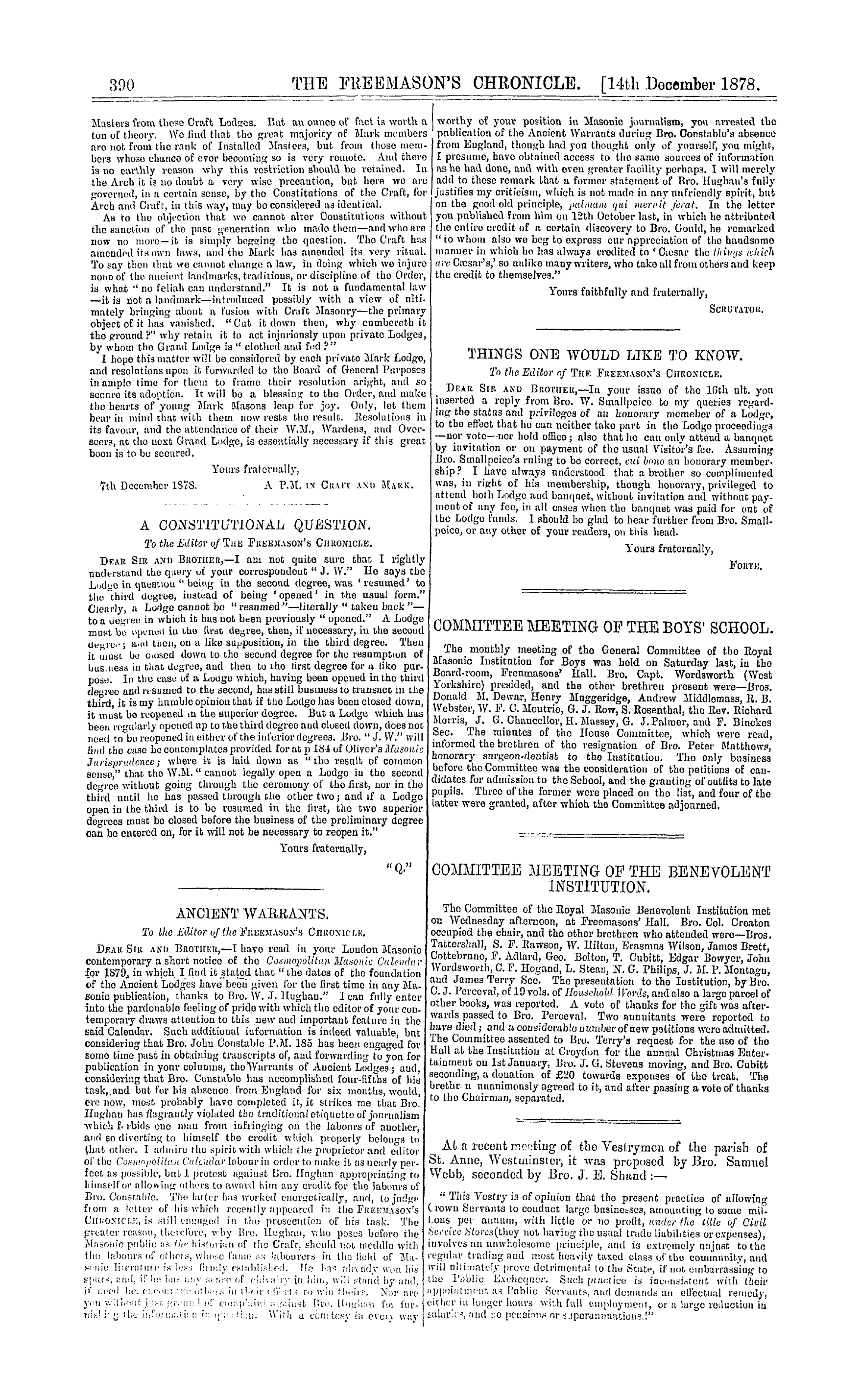 The Freemason's Chronicle: 1878-12-14: 6