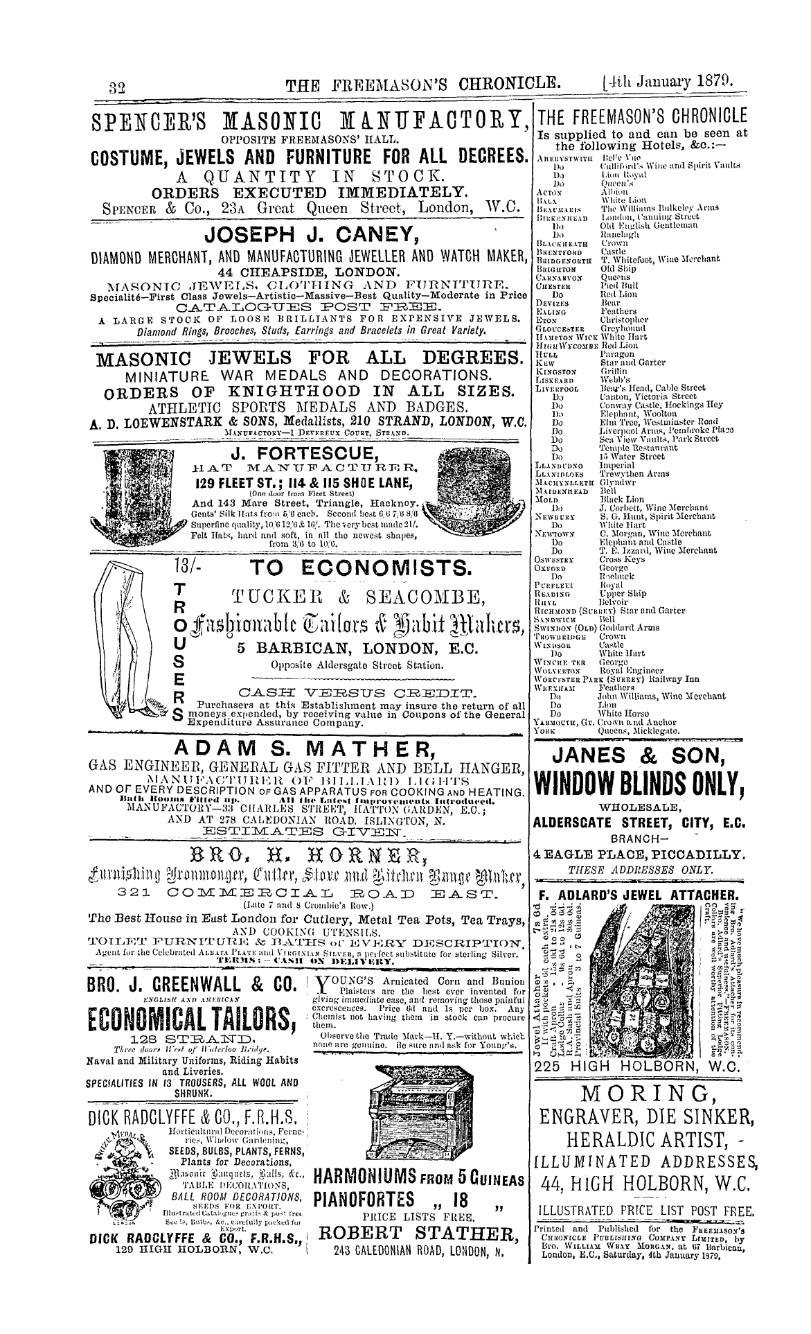 The Freemason's Chronicle: 1879-01-04 - Ad02003