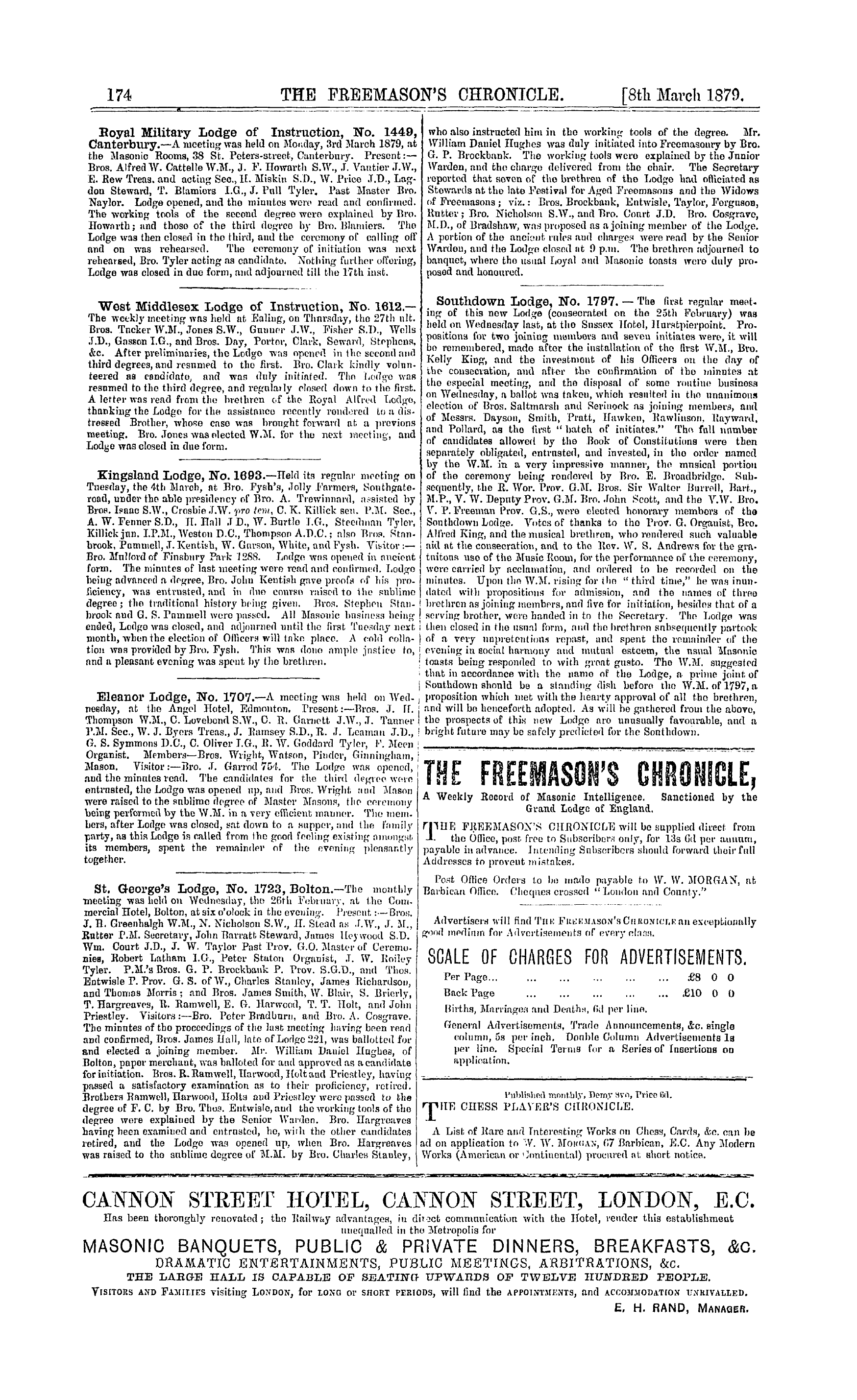 The Freemason's Chronicle: 1879-03-08 - Notices Of Meetings.