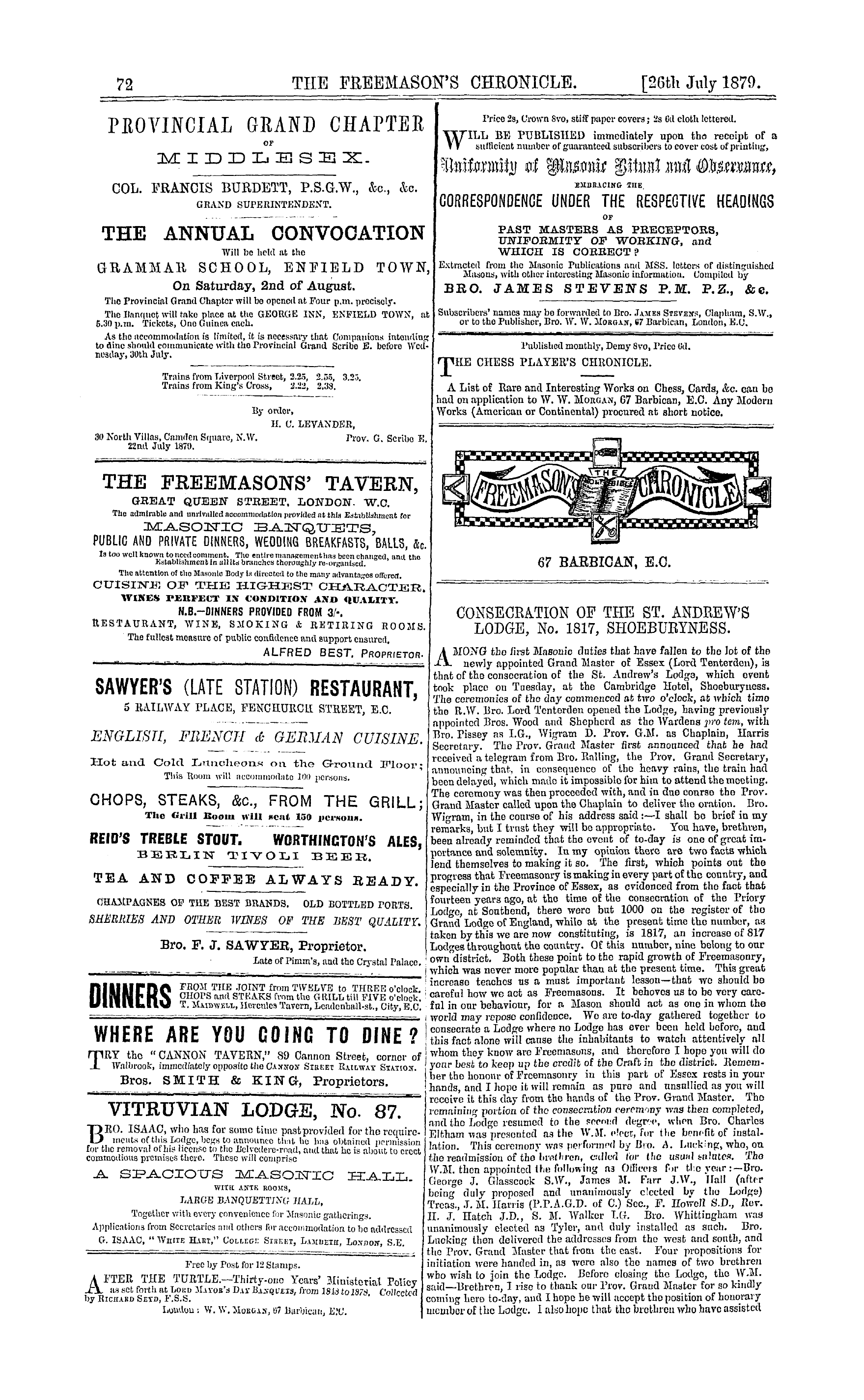 The Freemason's Chronicle: 1879-07-26: 8