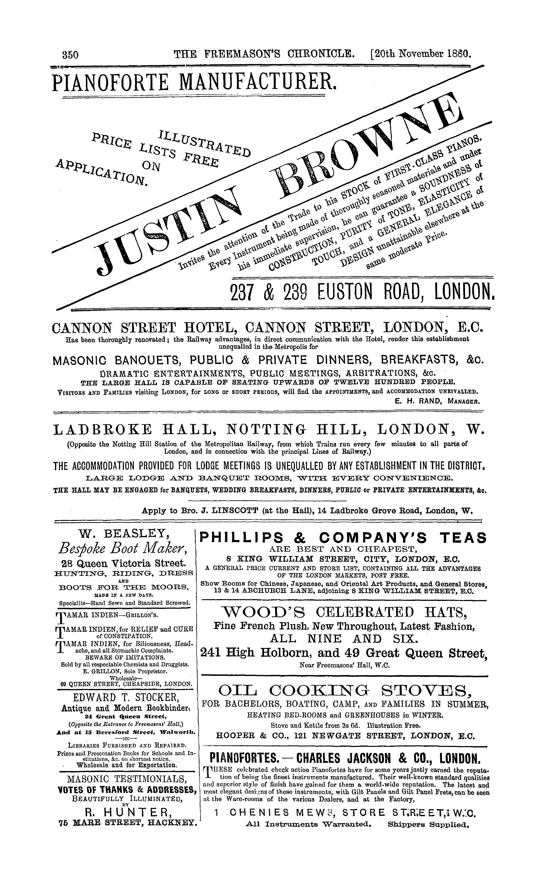 The Freemason's Chronicle: 1880-11-20 - Ad01403