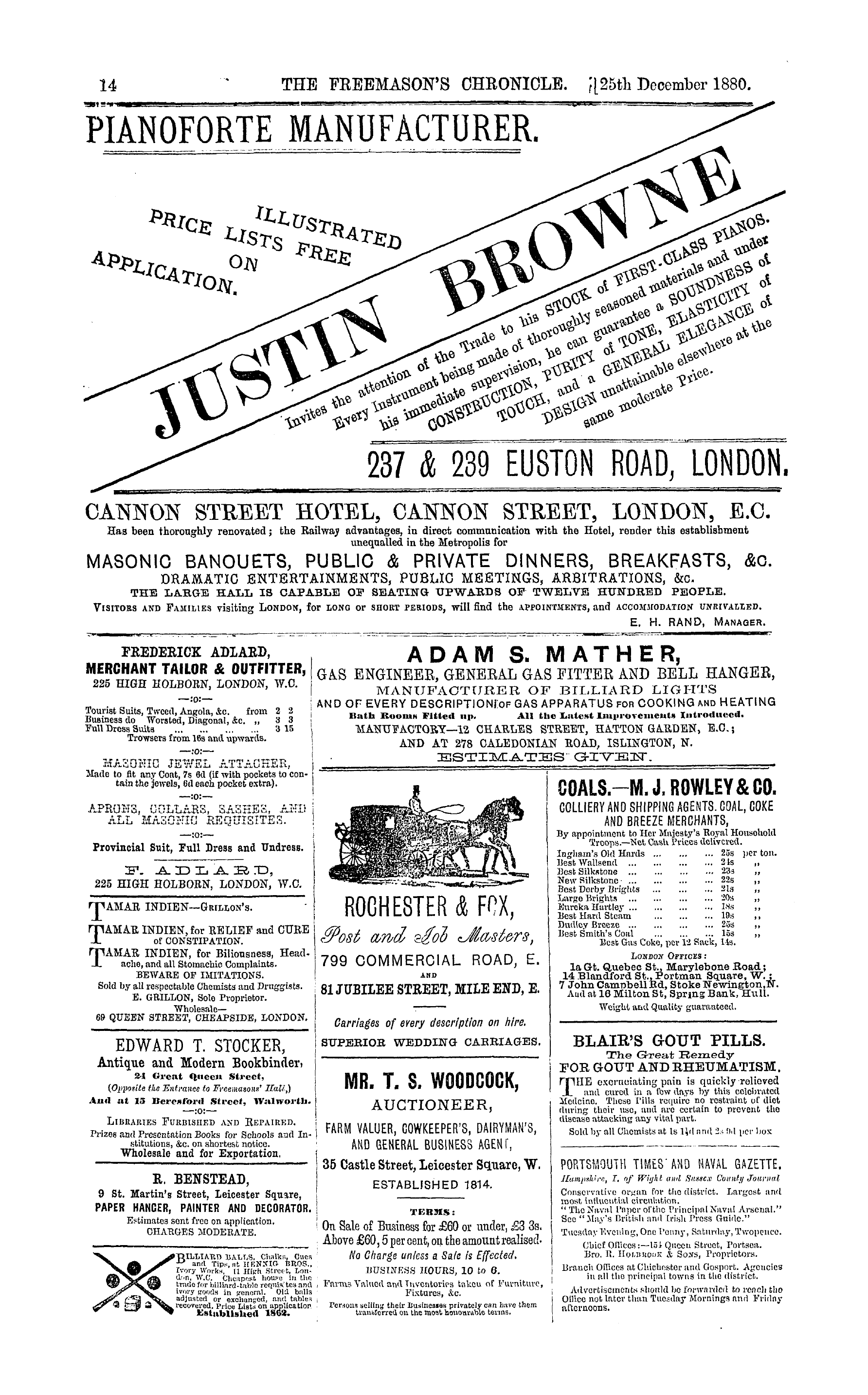 The Freemason's Chronicle: 1880-12-25 - Ad01410