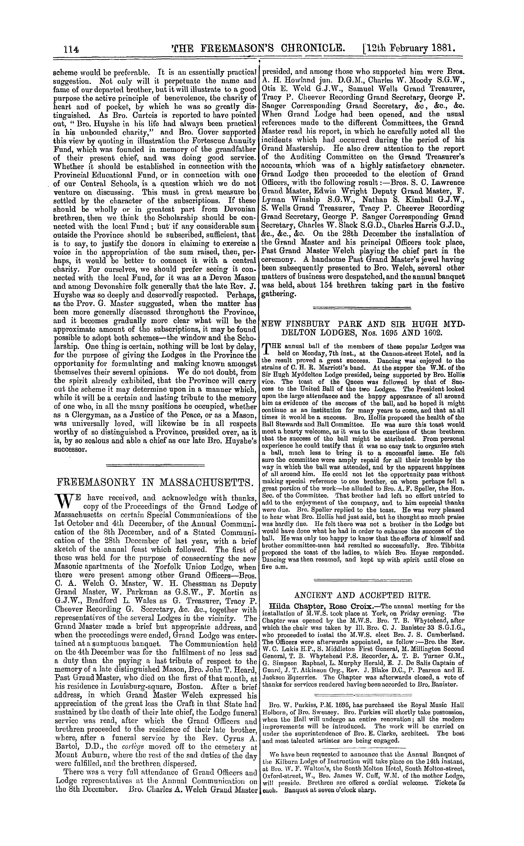 The Freemason's Chronicle: 1881-02-12: 2