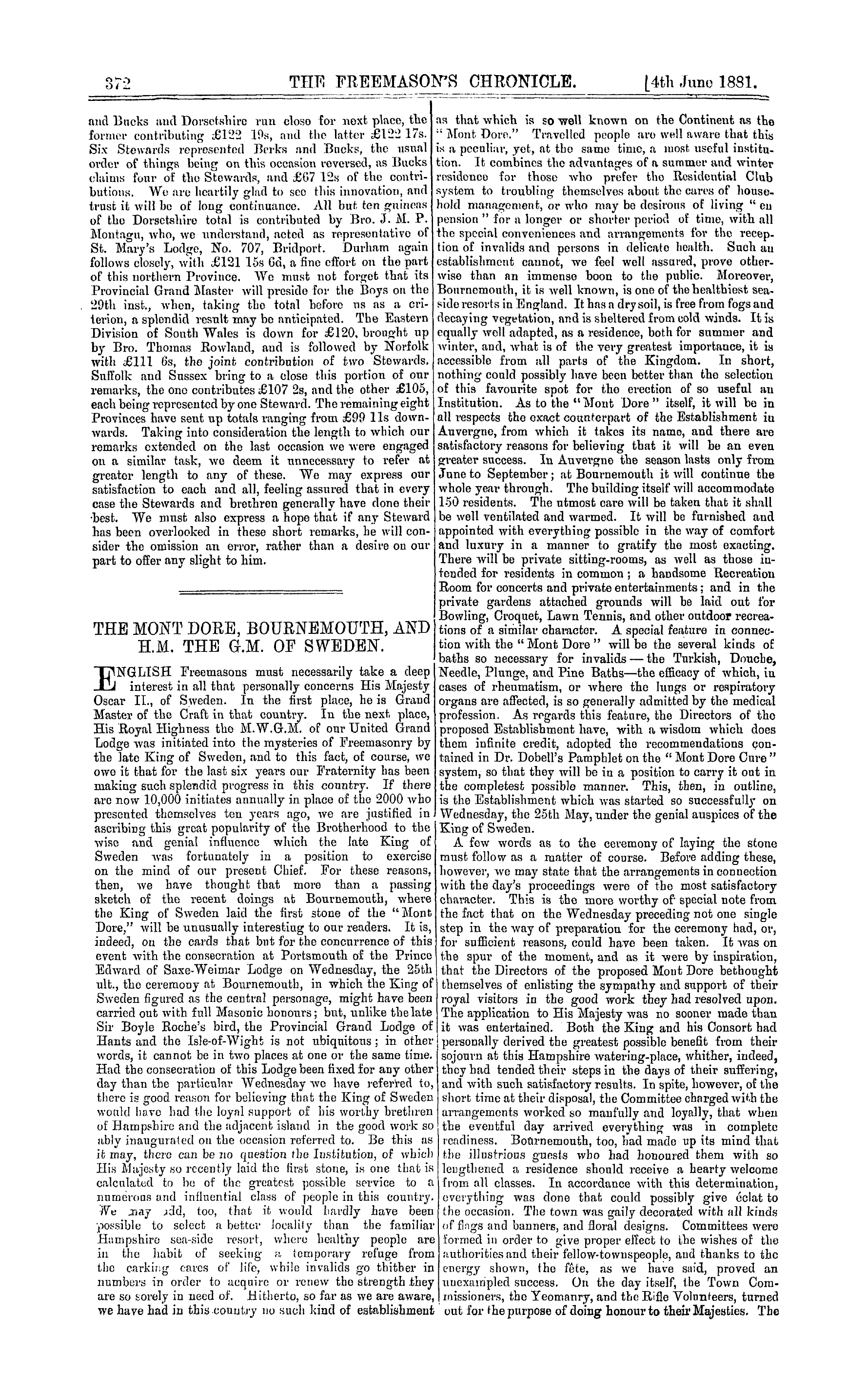 The Freemason's Chronicle: 1881-06-04 - The Subscription Lists Of The Girls' School Festival.