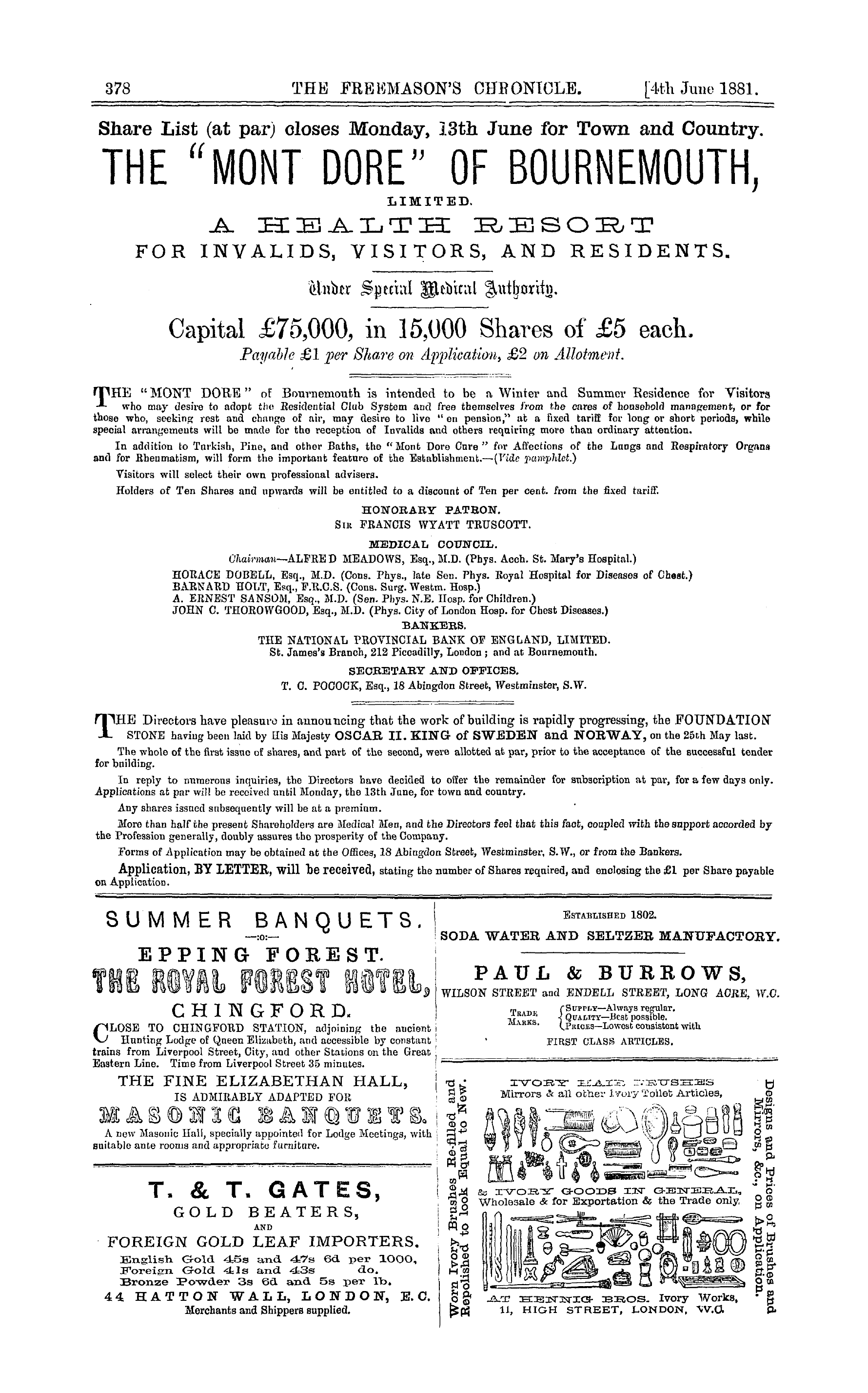 The Freemason's Chronicle: 1881-06-04: 10
