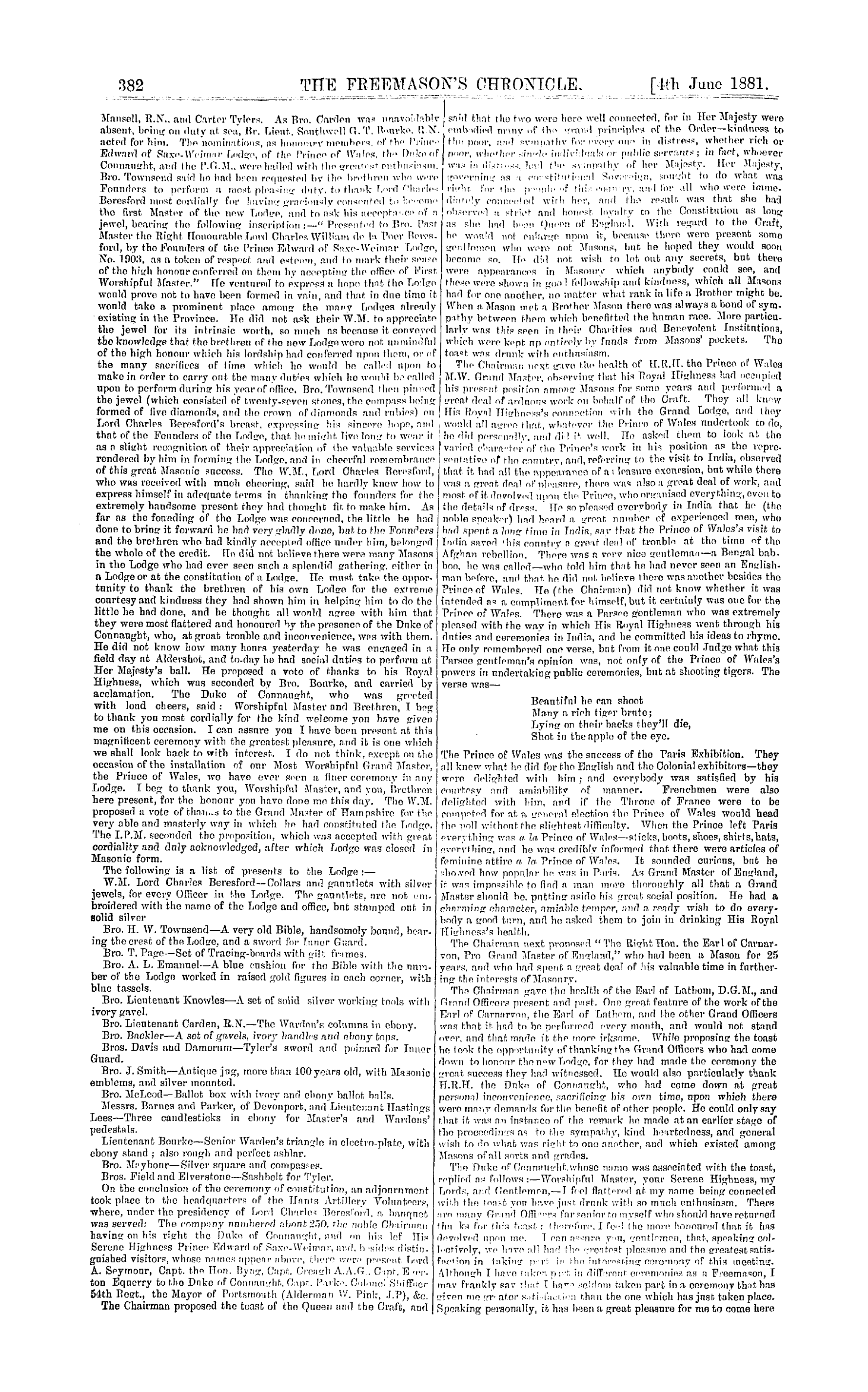 The Freemason's Chronicle: 1881-06-04: 14