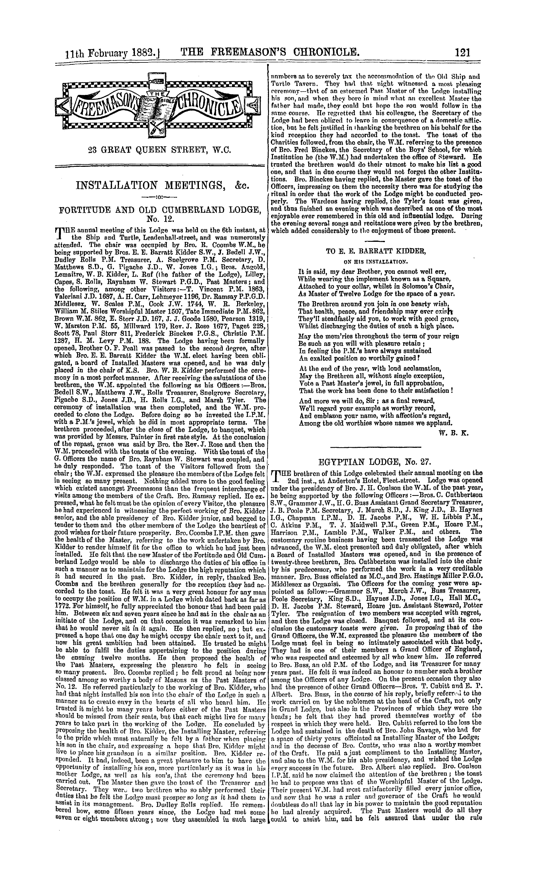 The Freemason's Chronicle: 1882-02-11: 9