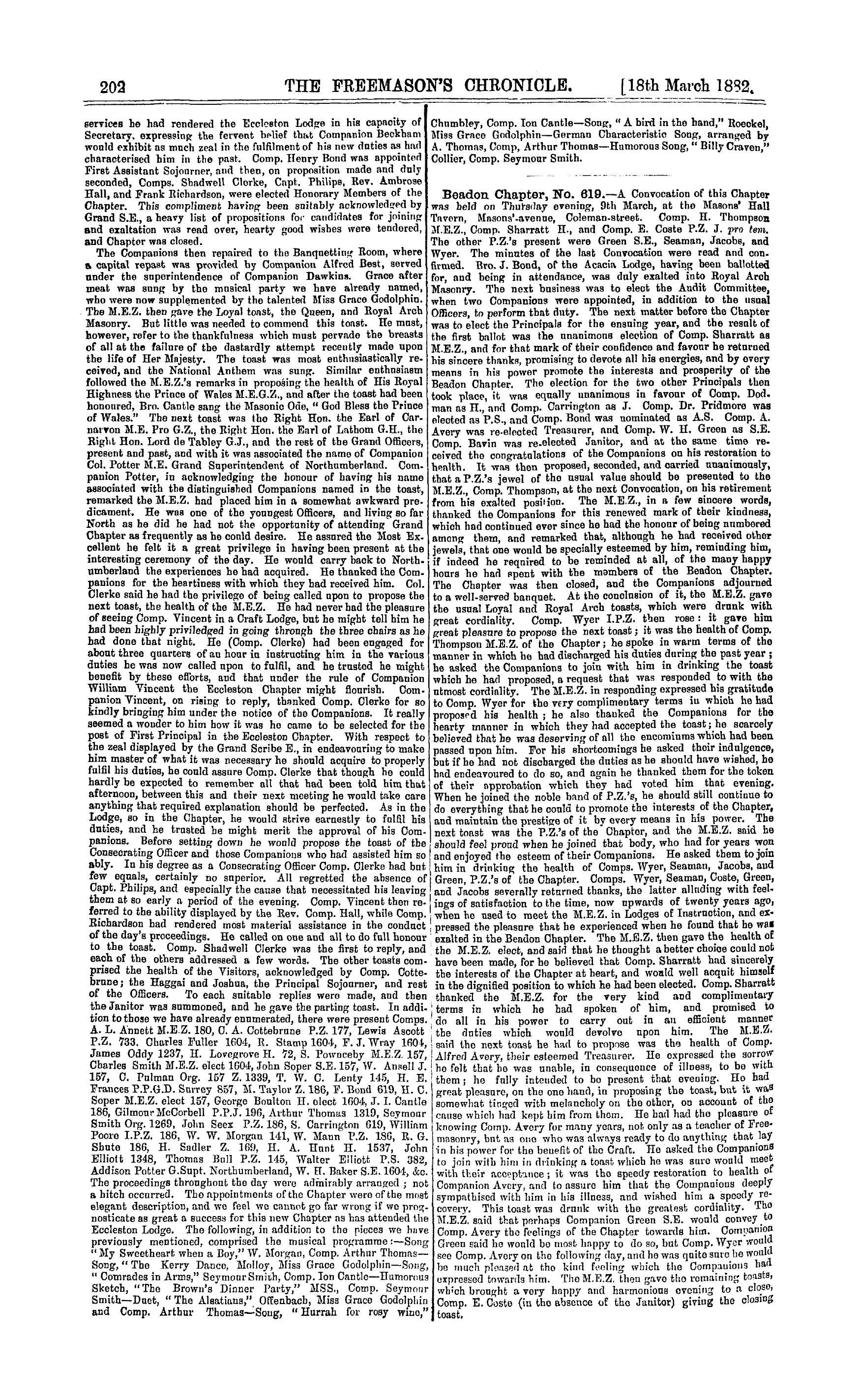 The Freemason's Chronicle: 1882-03-18 - Royal Arch.