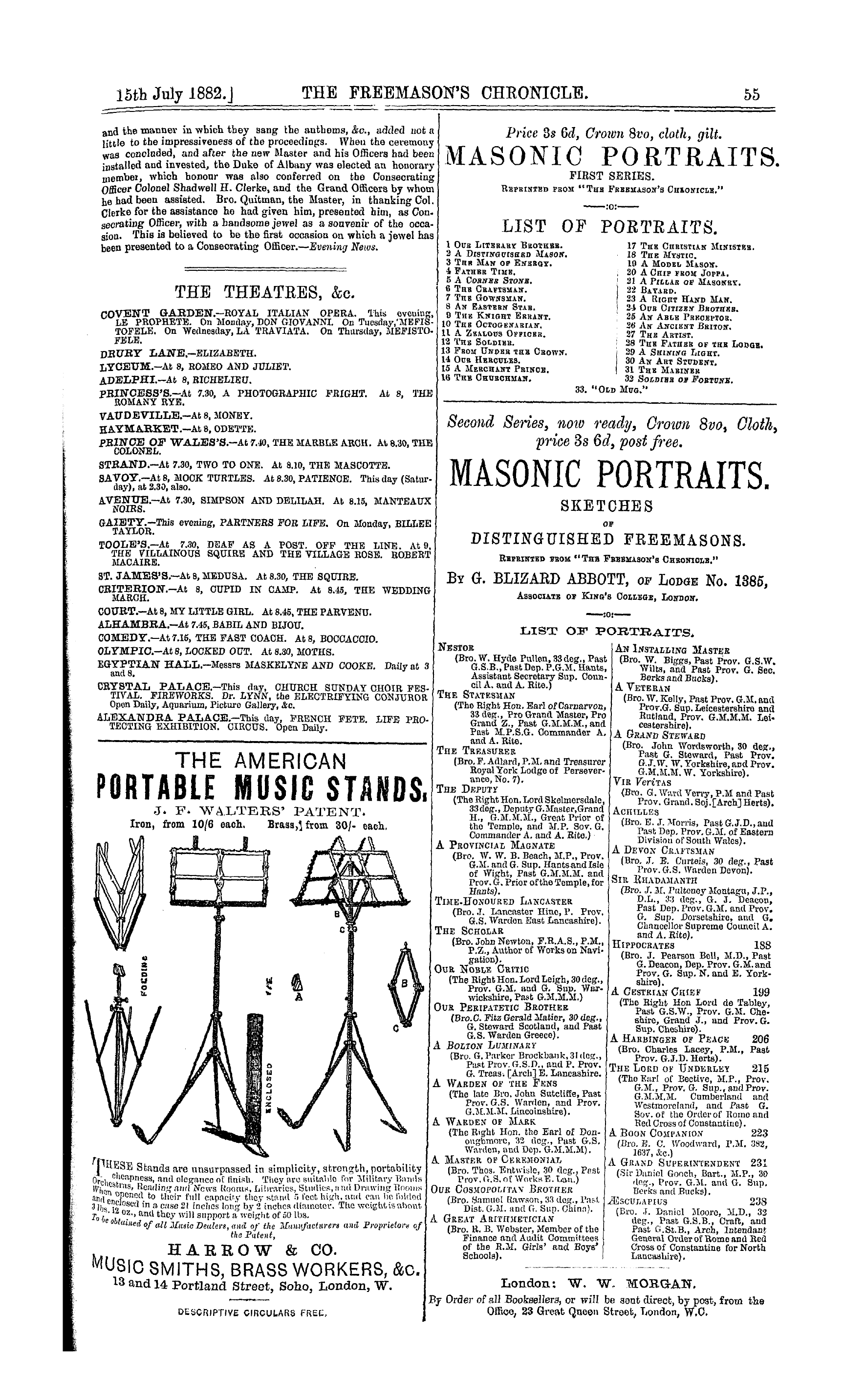 The Freemason's Chronicle: 1882-07-15 - Ad00703