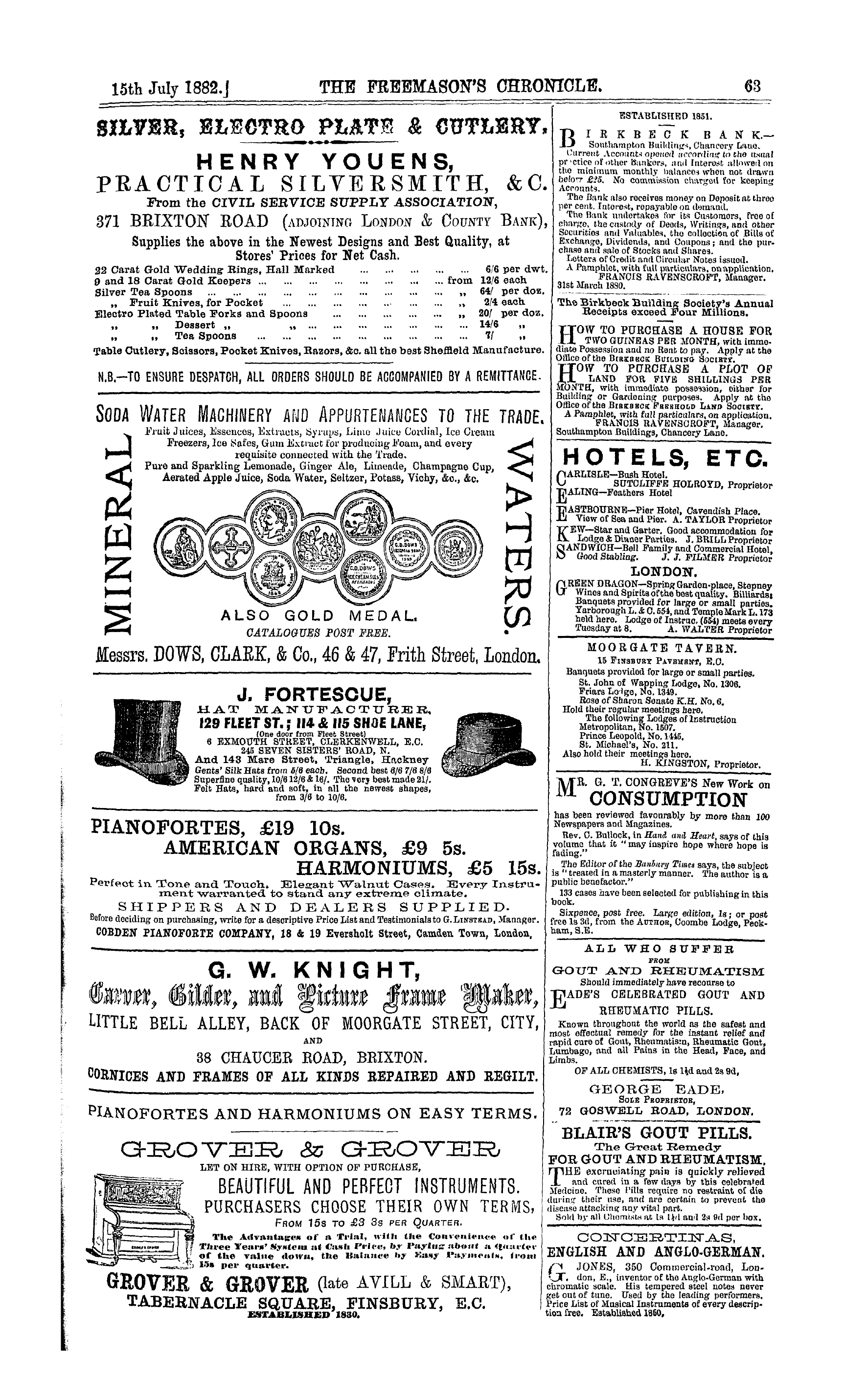 The Freemason's Chronicle: 1882-07-15 - Ad01505