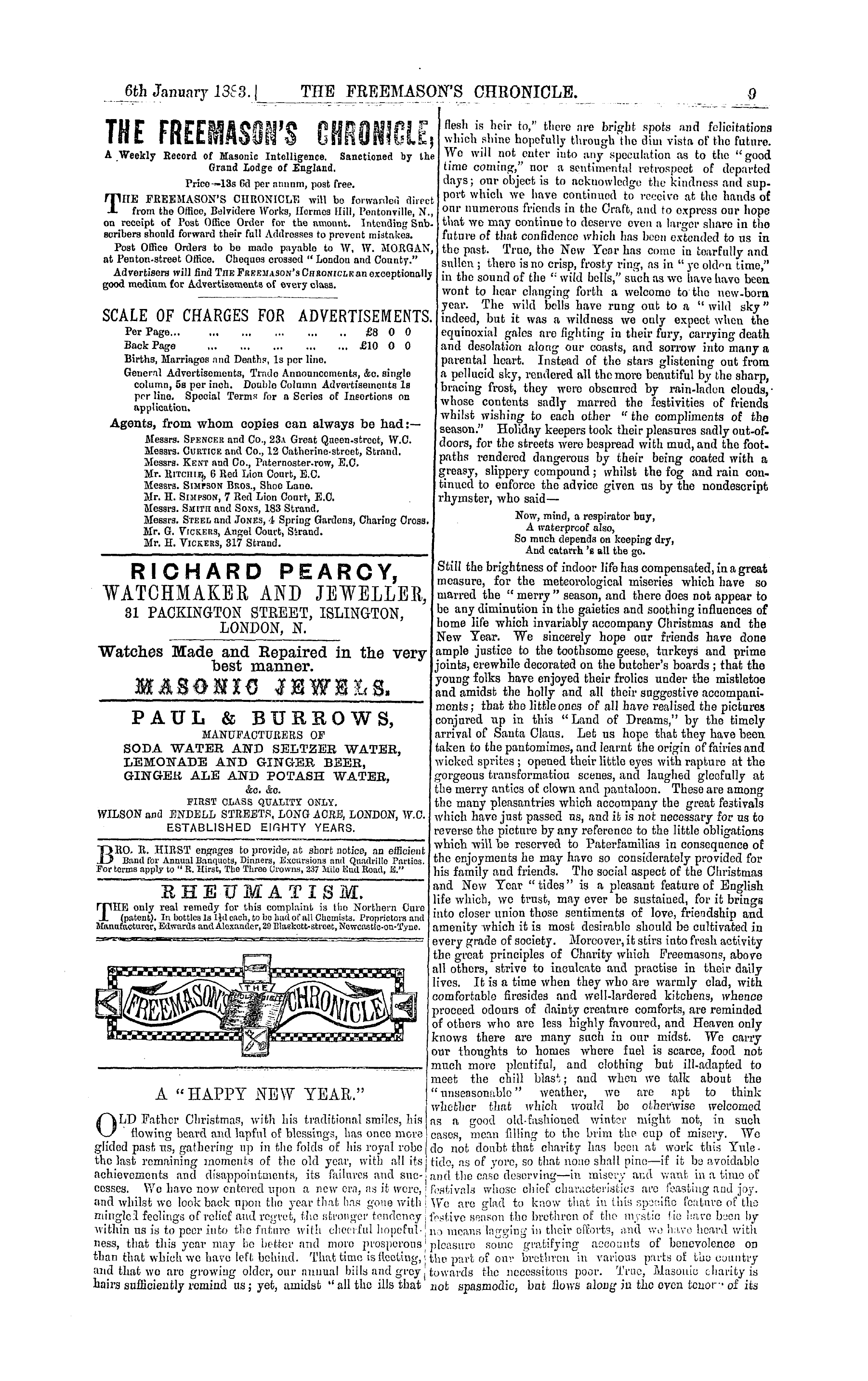 The Freemason's Chronicle: 1883-01-06 - Ad00902