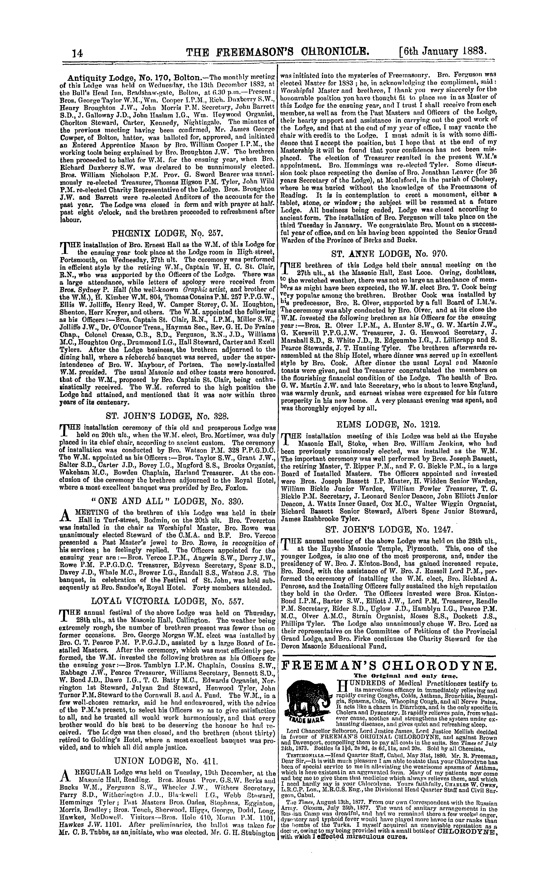 The Freemason's Chronicle: 1883-01-06: 14