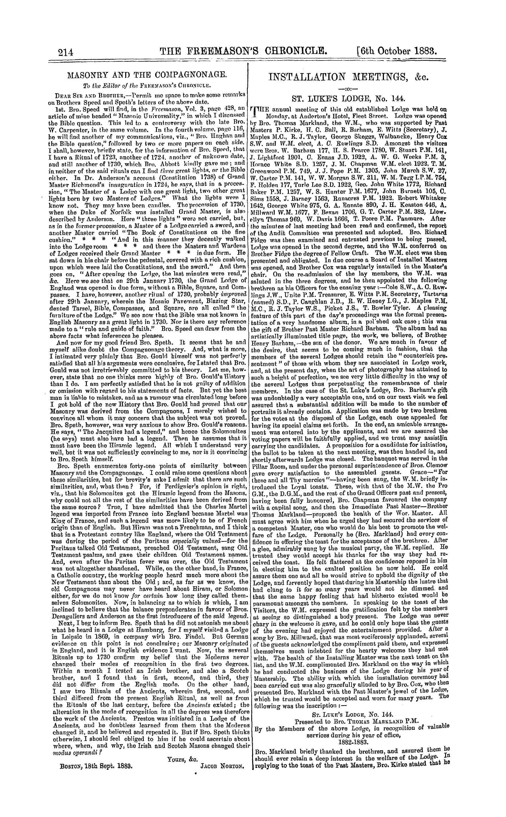 The Freemason's Chronicle: 1883-10-06: 6