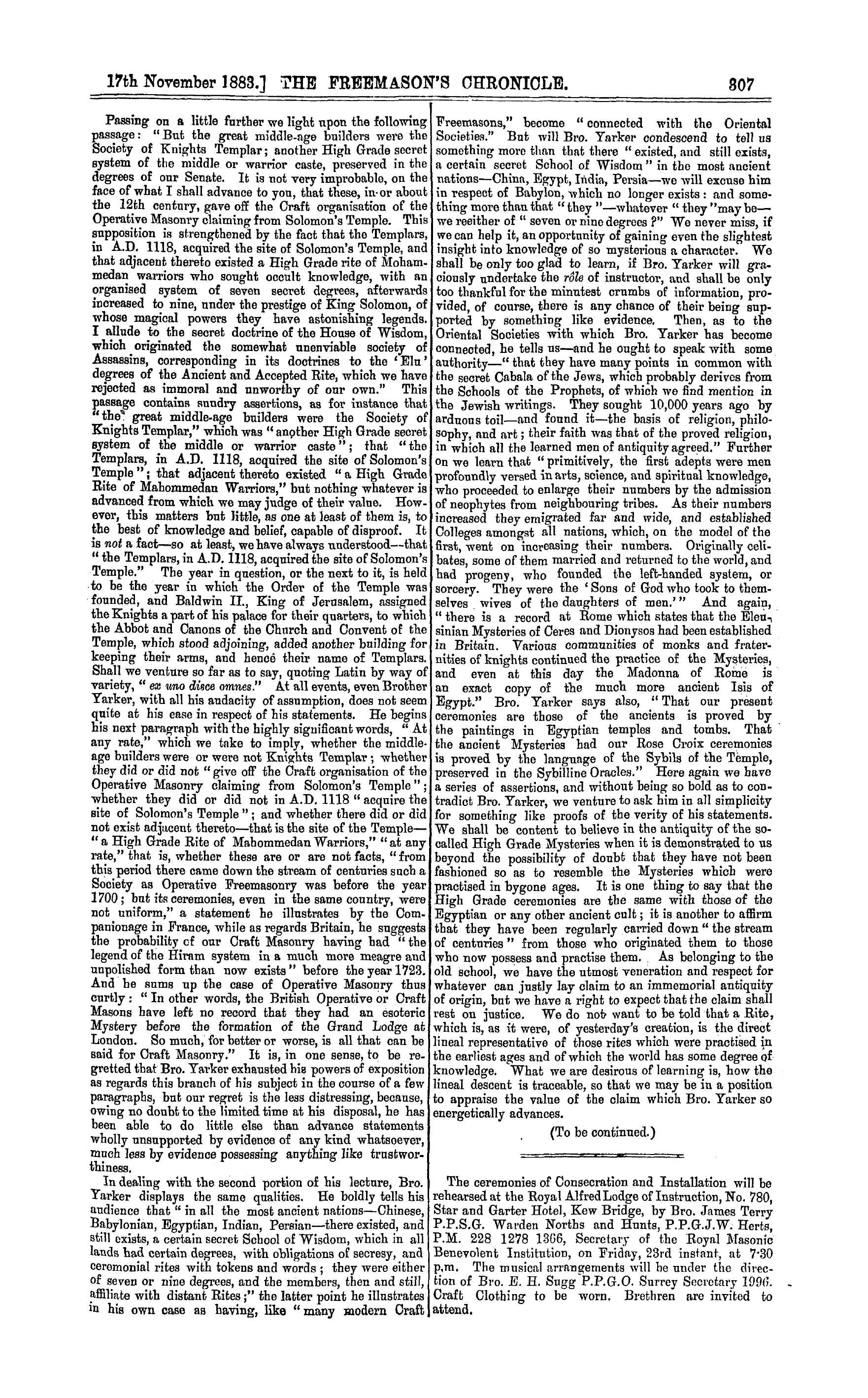 The Freemason's Chronicle: 1883-11-17: 3