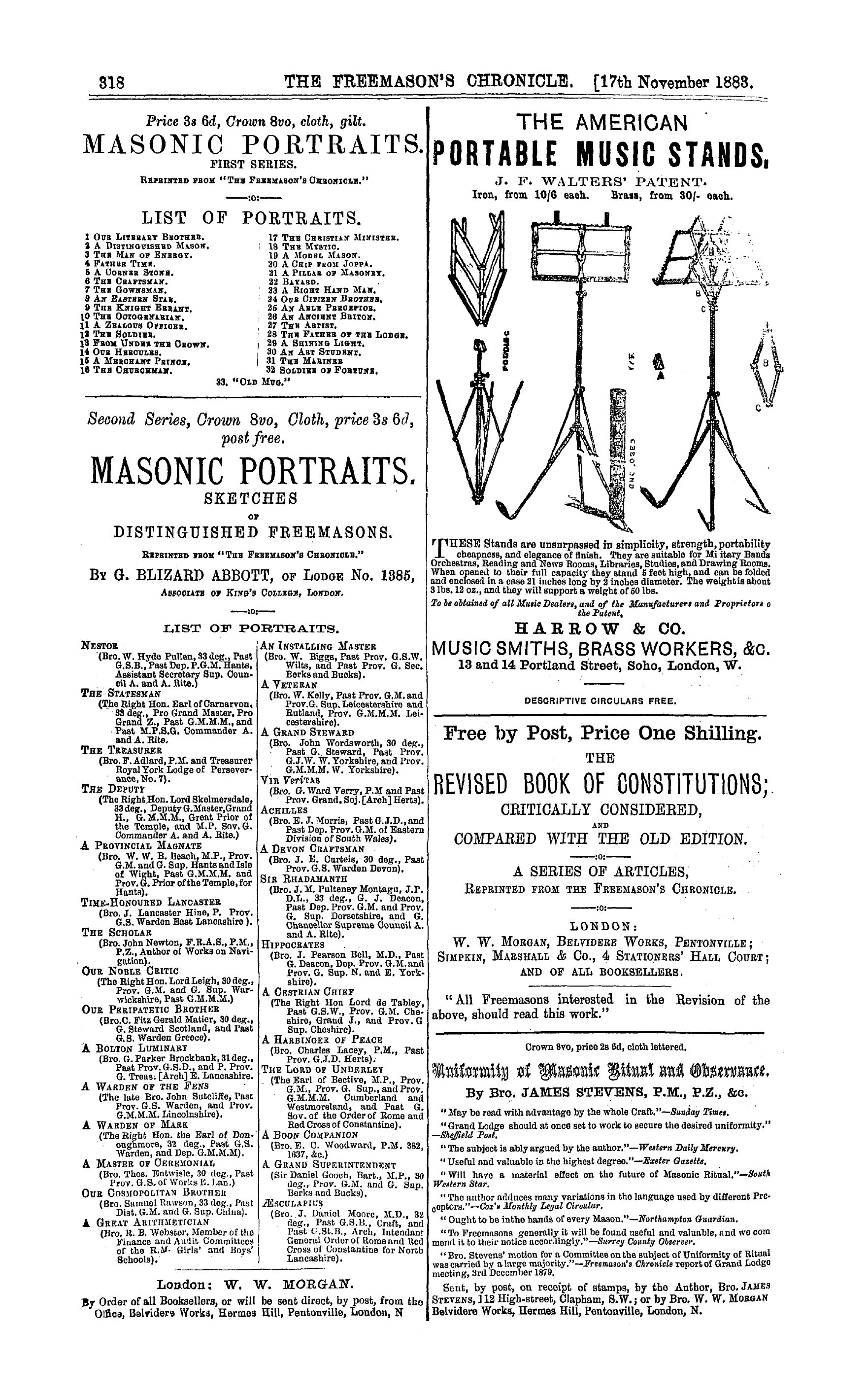 The Freemason's Chronicle: 1883-11-17 - Ad01403