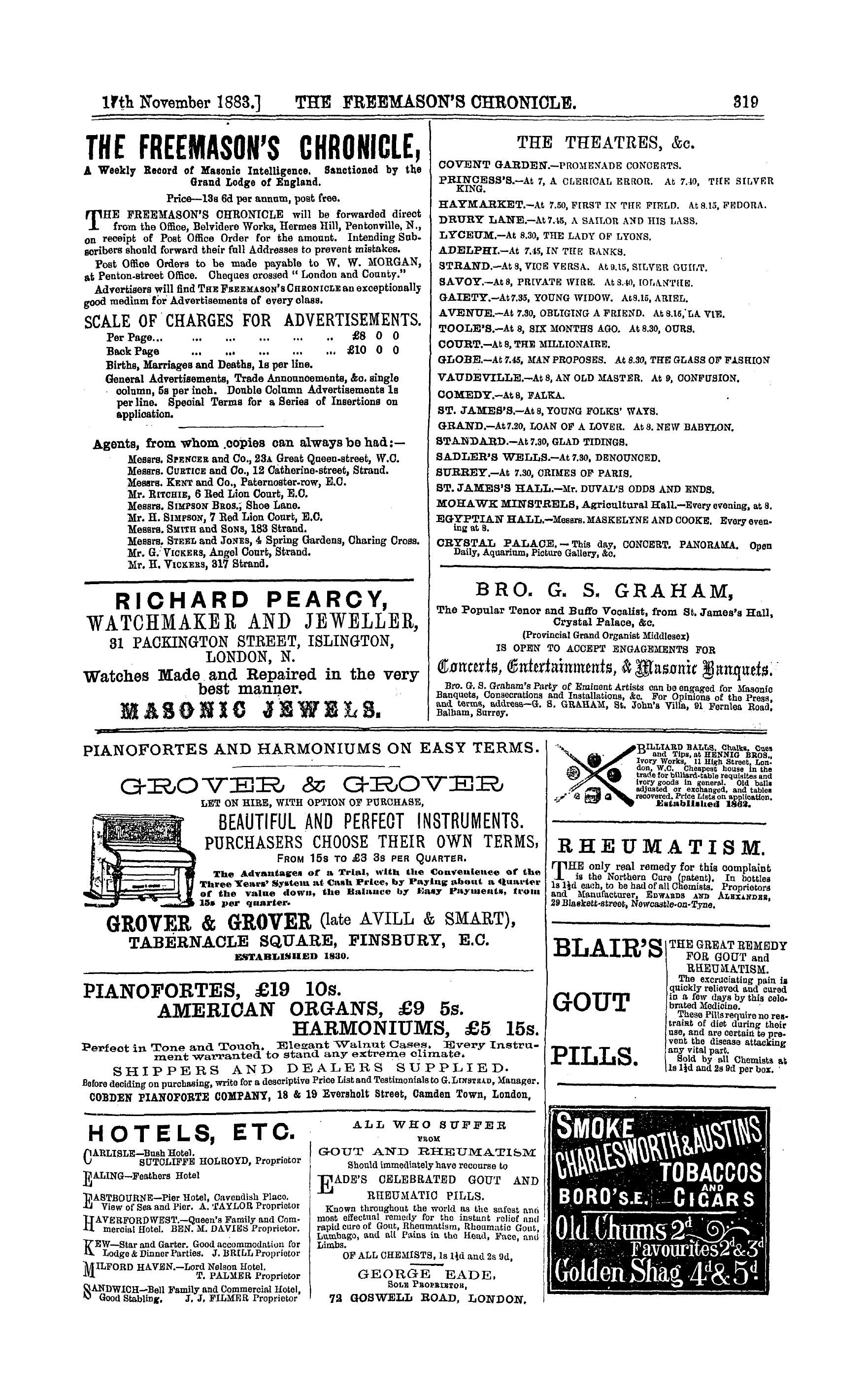 The Freemason's Chronicle: 1883-11-17 - Ad01505