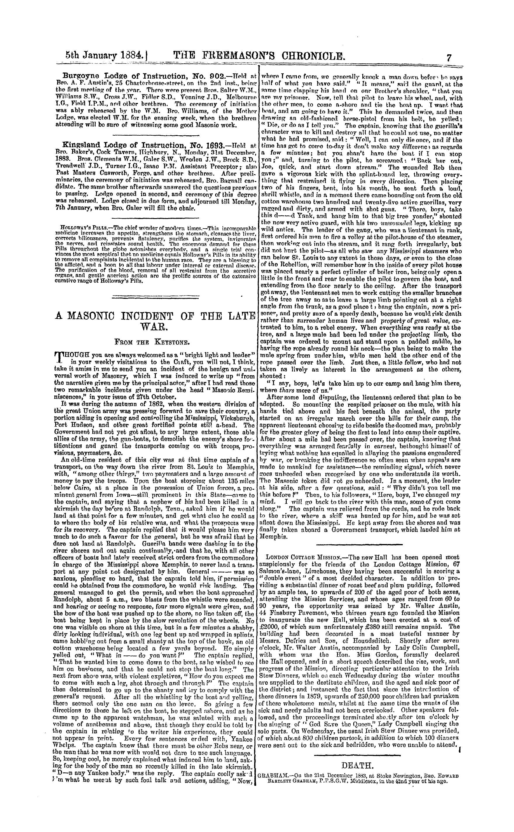 The Freemason's Chronicle: 1884-01-05: 7