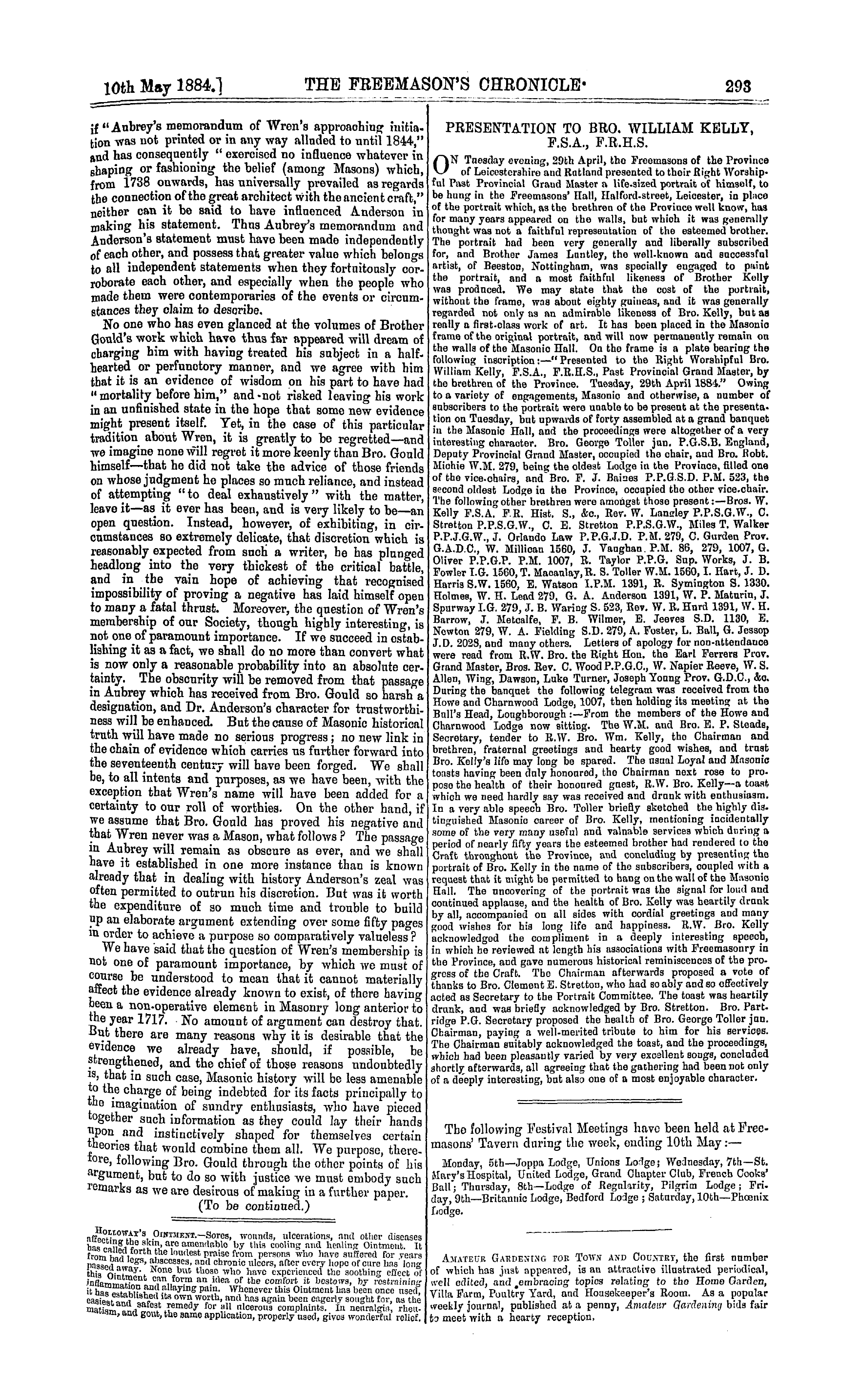 The Freemason's Chronicle: 1884-05-10: 5
