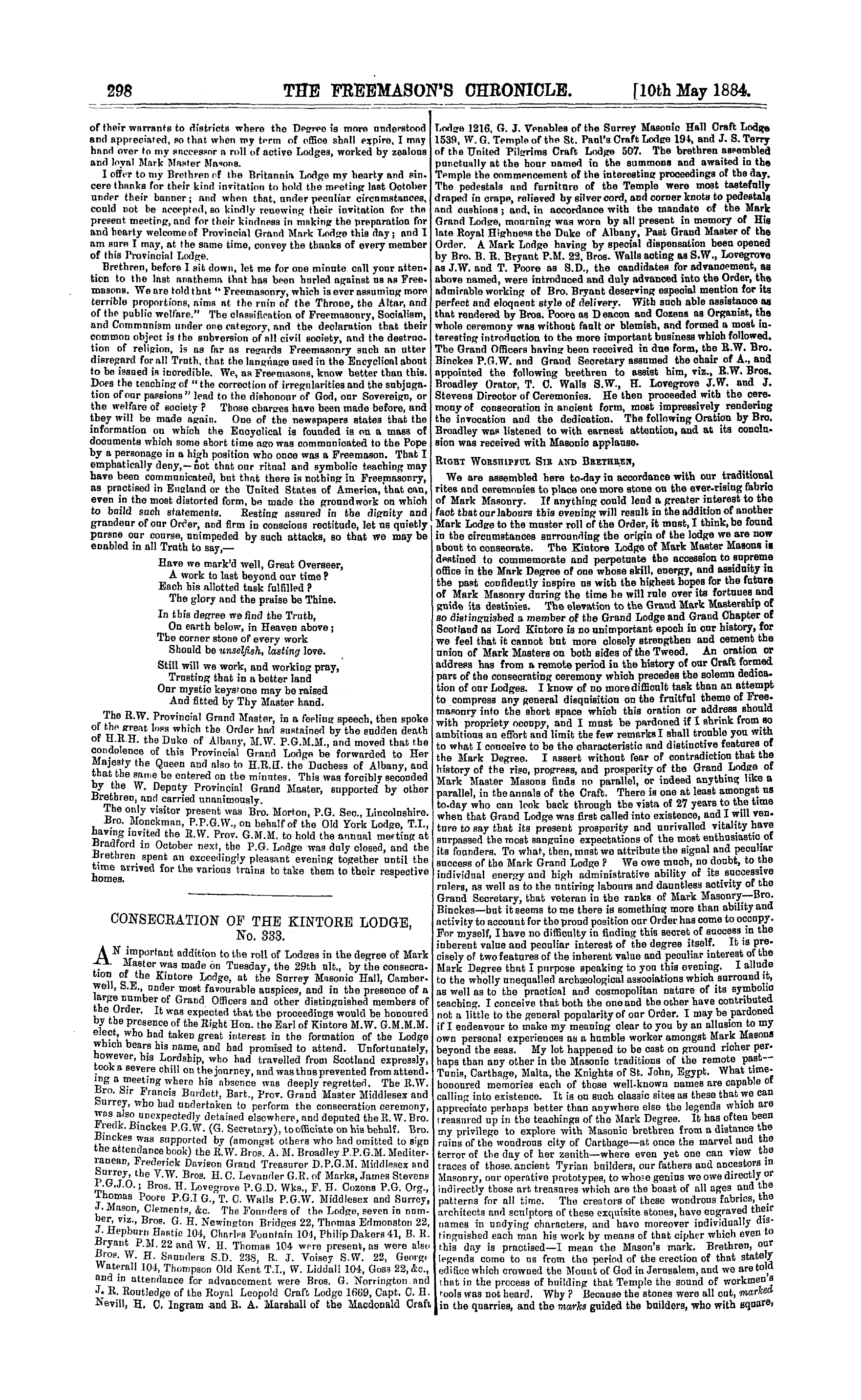 The Freemason's Chronicle: 1884-05-10: 10