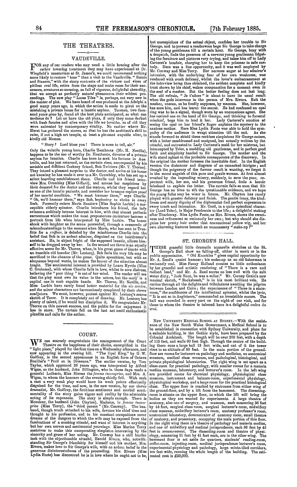 The Freemason's Chronicle: 1885-02-07 - Court.