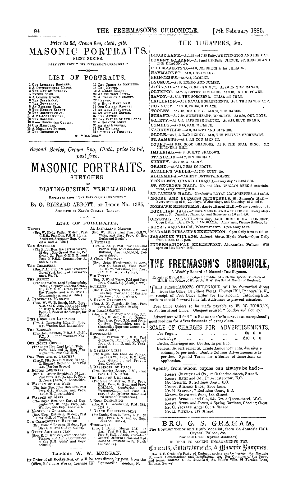The Freemason's Chronicle: 1885-02-07 - Ad01401