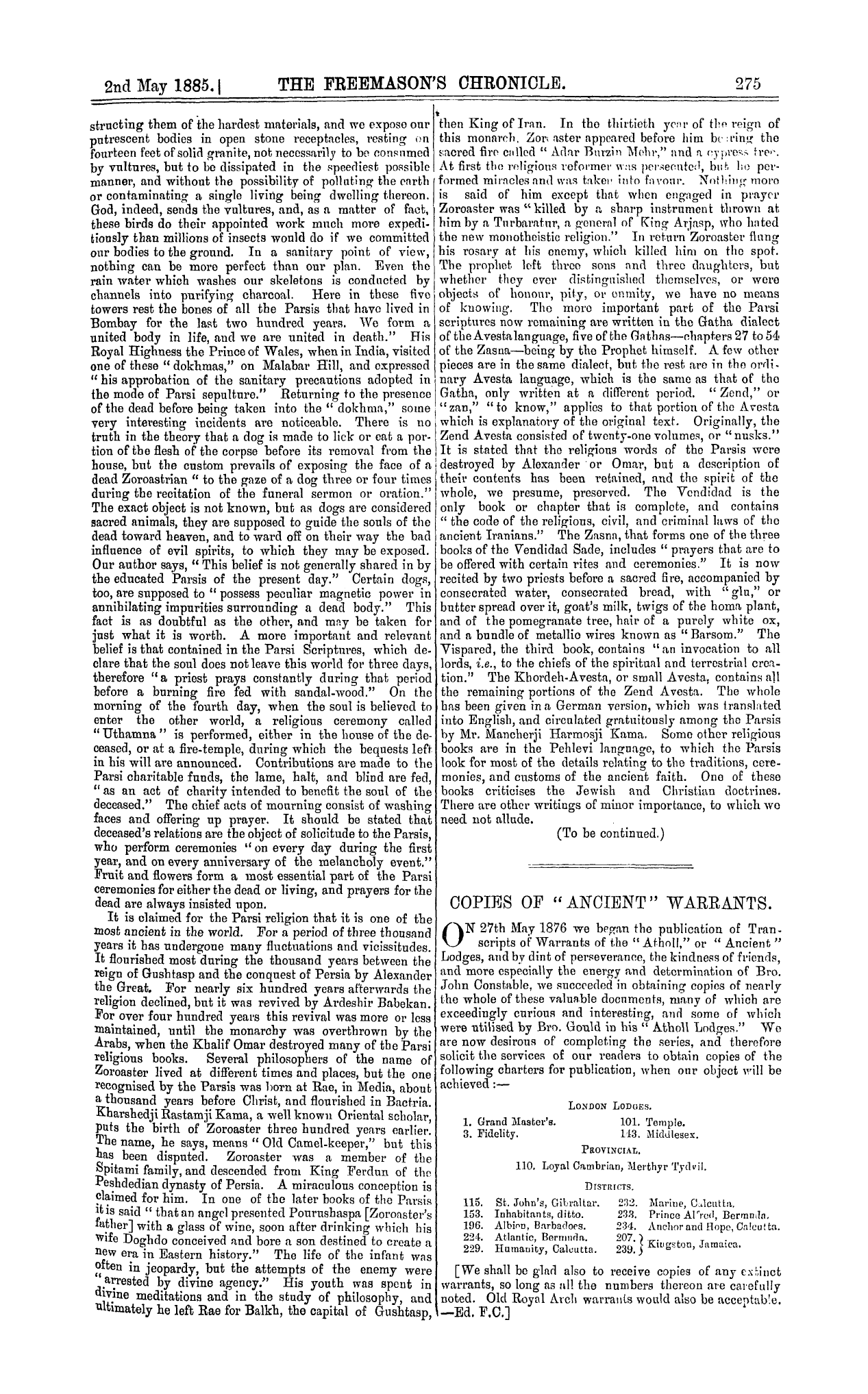 The Freemason's Chronicle: 1885-05-02 - An Ancient People—Past And Present.*