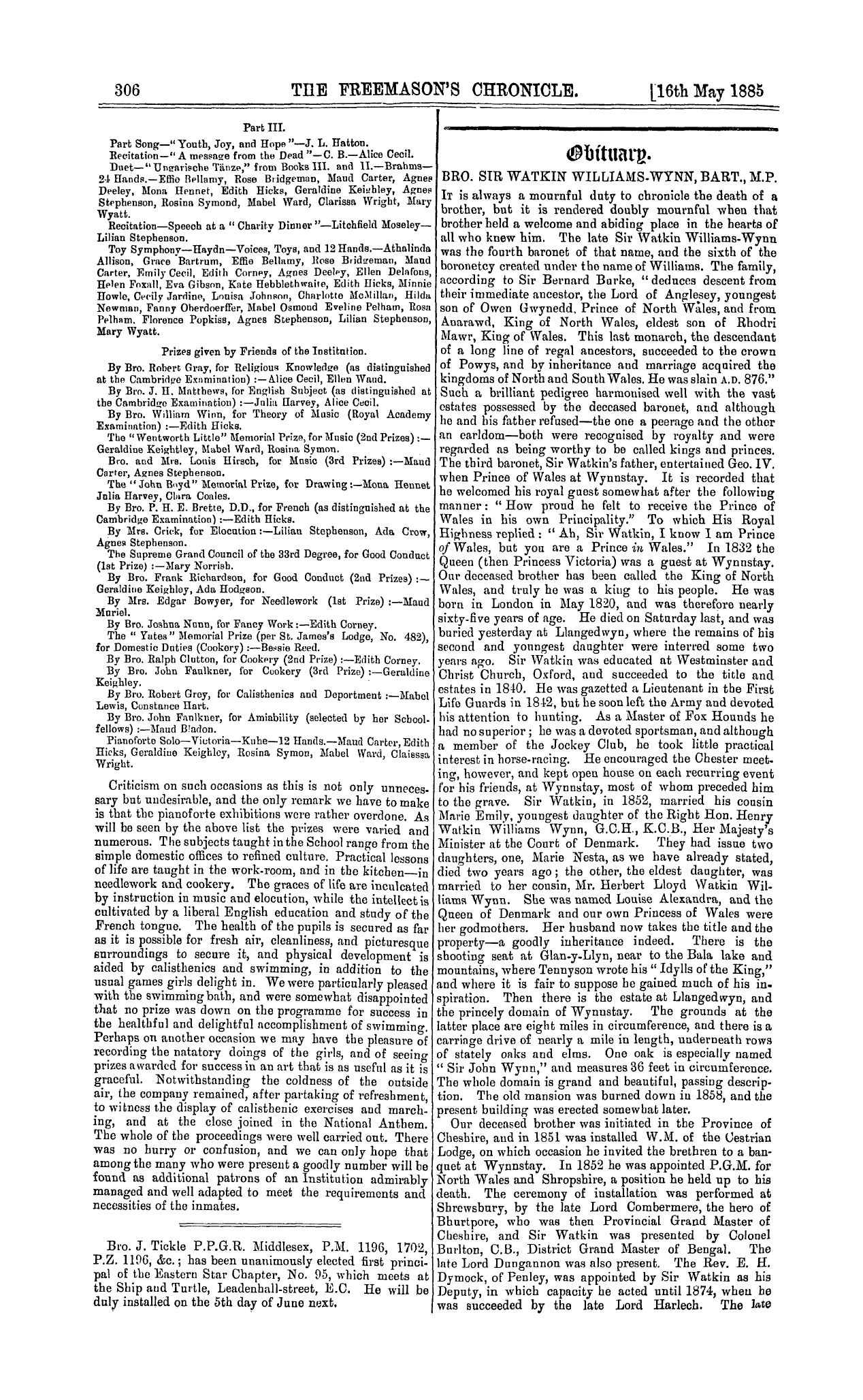 The Freemason's Chronicle: 1885-05-16: 2